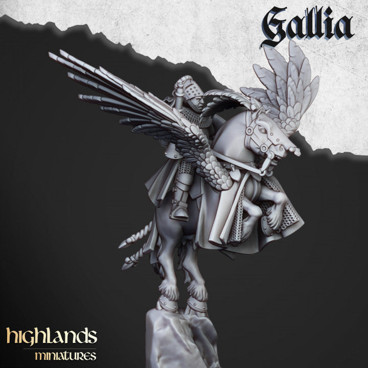 Gallia Knigths on Pegasus command group 3x - Highlands Miniatures