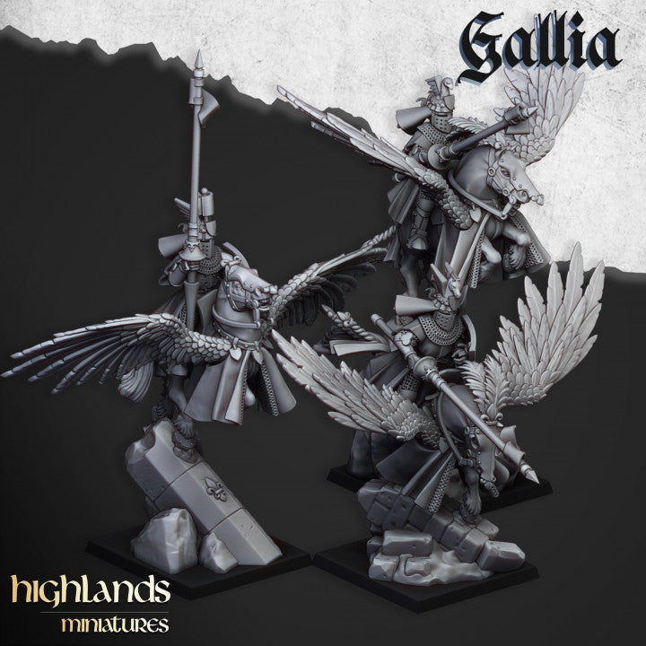 Gallia Knigths on Pegasus 3x - Highlands Miniatures