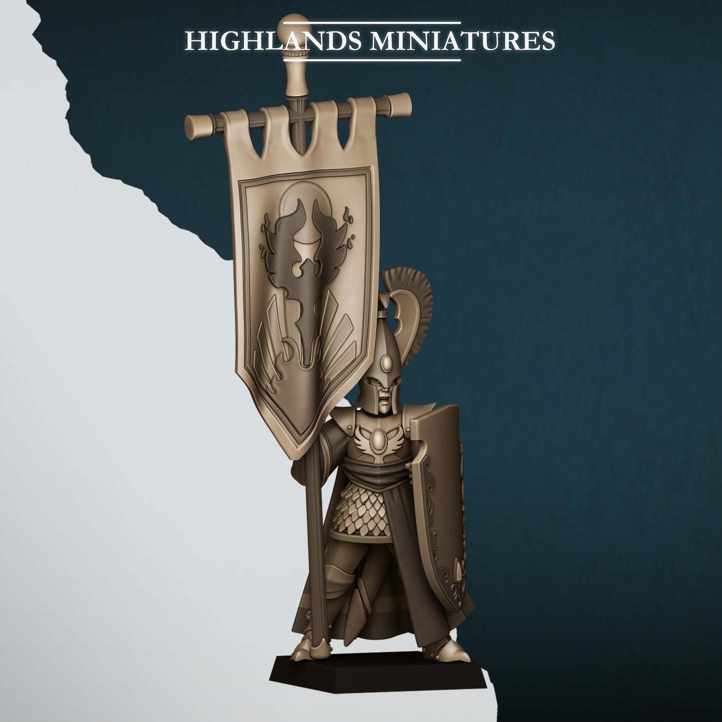 Aegean Elf with Banner on foot - Highlands Miniatures