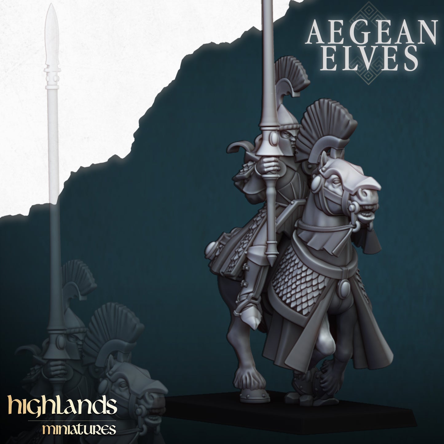 Aegean Elves Mounted Lances 8x- Highlands Miniatures
