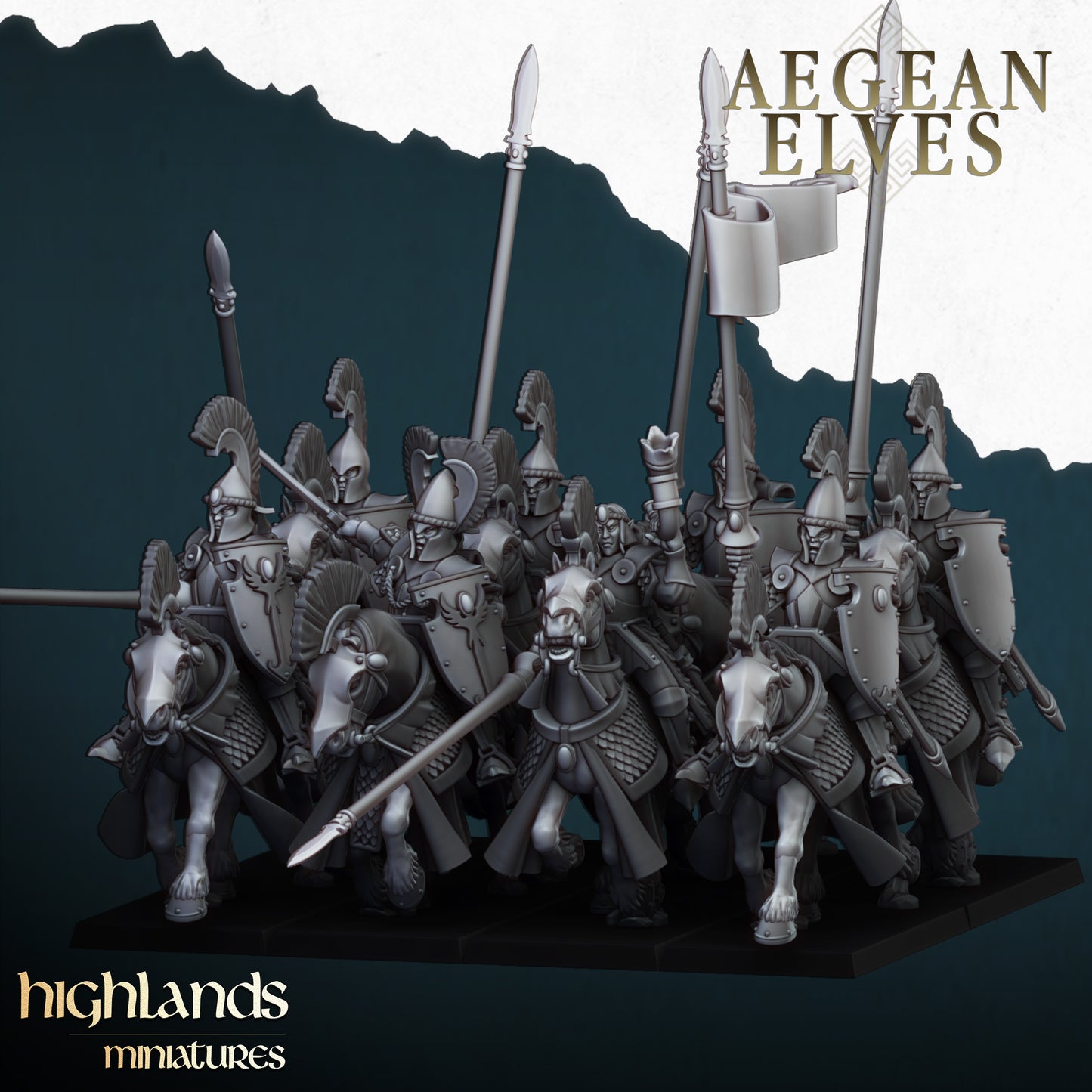 Aegean Elves Mounted Lances 8x- Highlands Miniatures