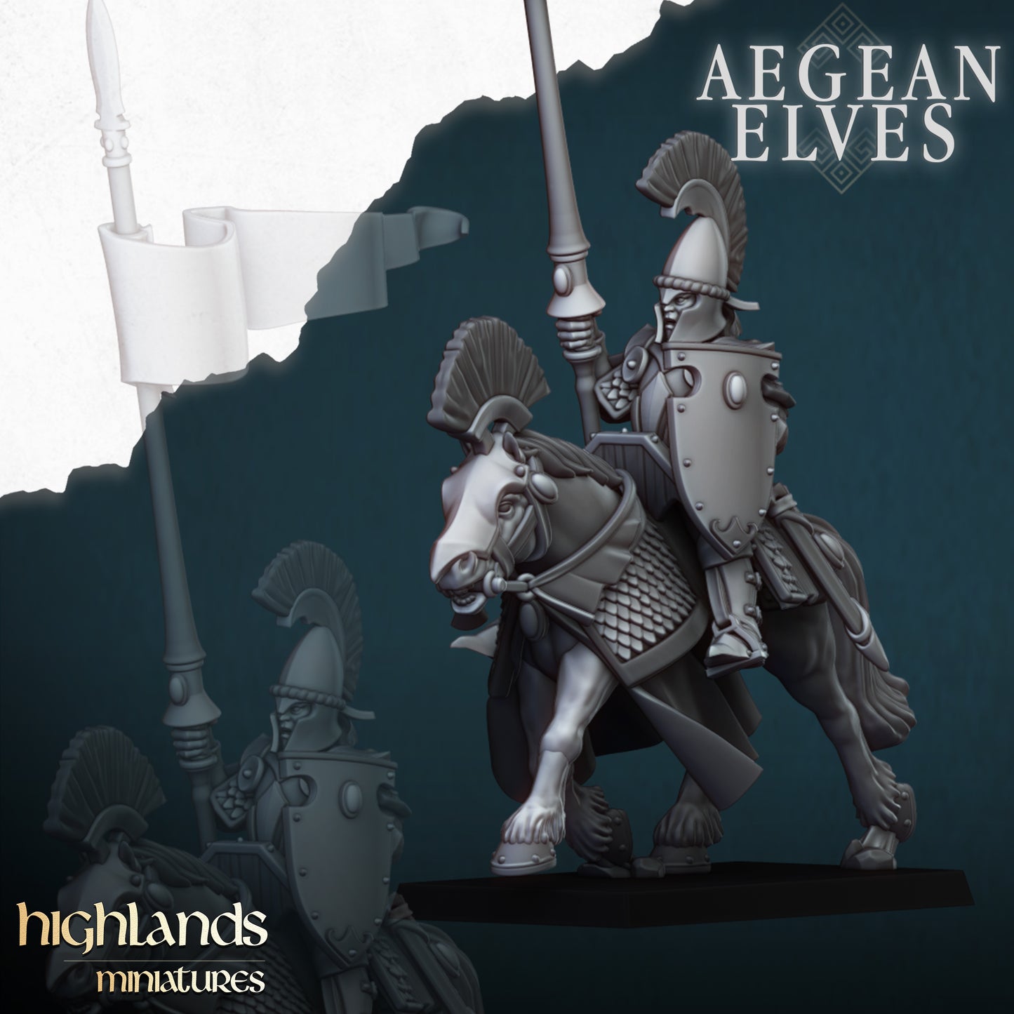 Aegean Elves Mounted Lances 8x- Highlands Miniatures