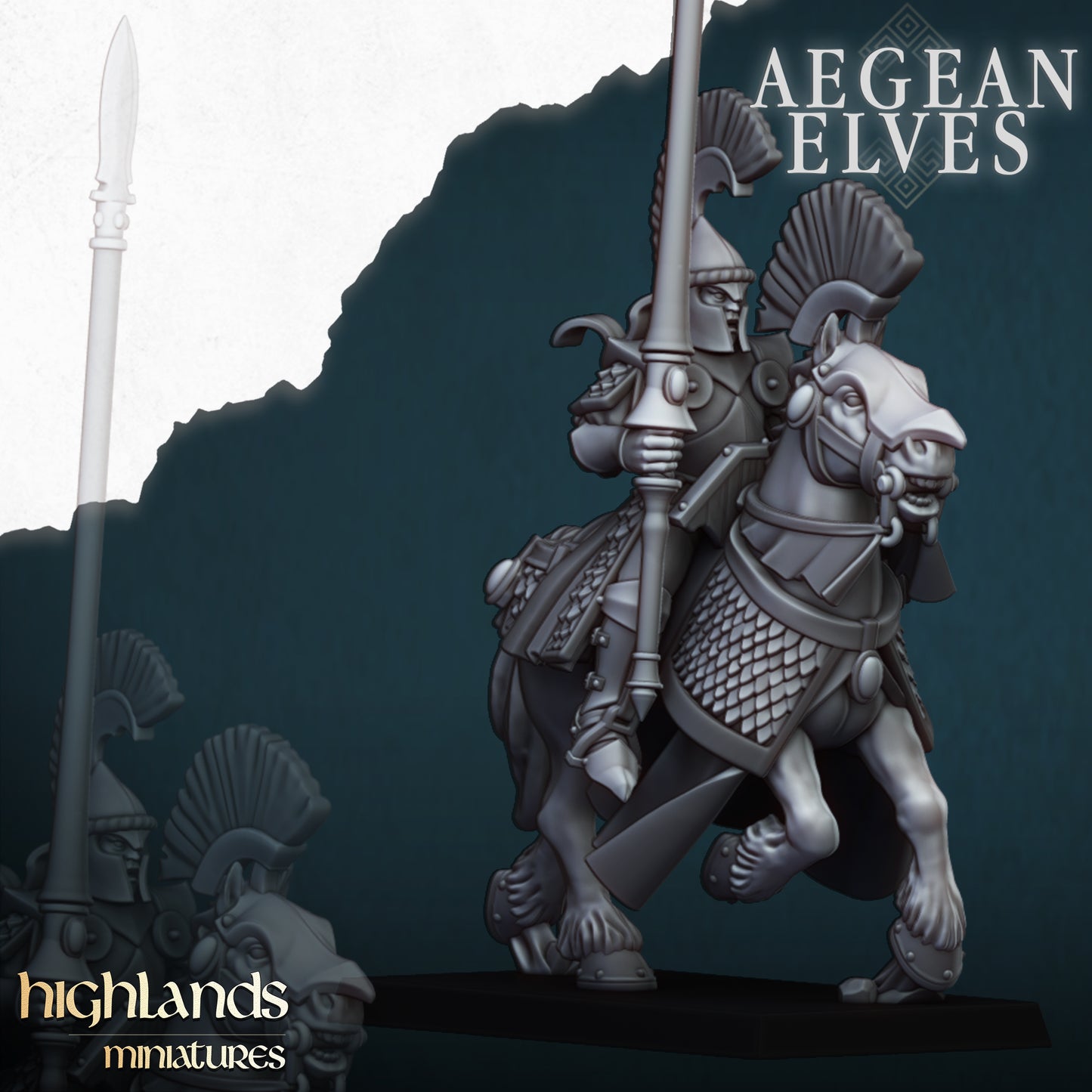 Aegean Elves Mounted Lances 8x- Highlands Miniatures
