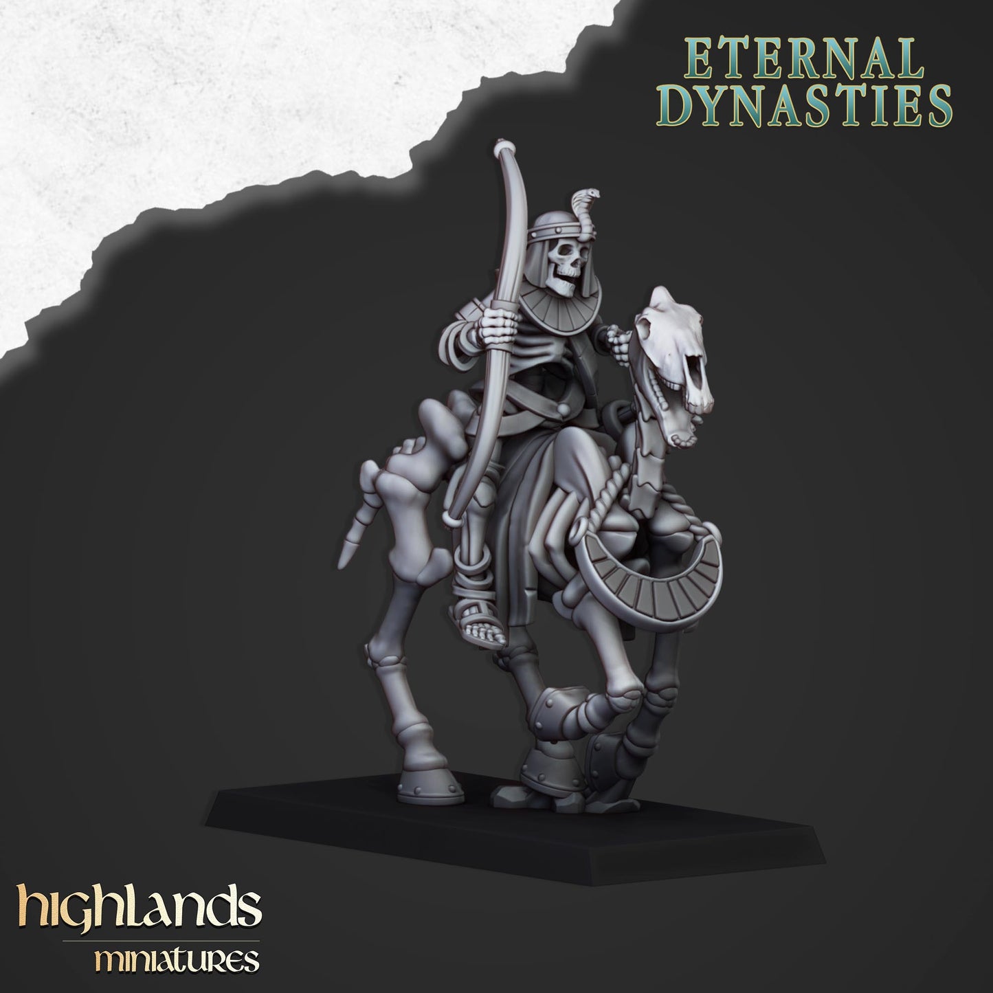 Ancient Skeletal Cavalry with Bows 8x - Highlands Miniatures