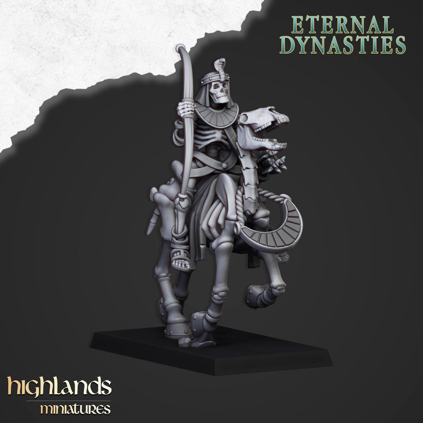 Ancient Skeletal Cavalry with Bows 8x - Highlands Miniatures
