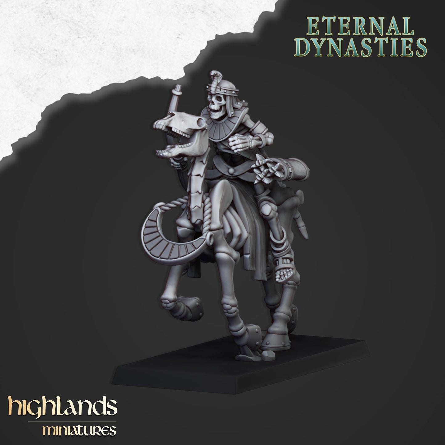 Ancient Skeletal Cavalry with Bows 8x - Highlands Miniatures