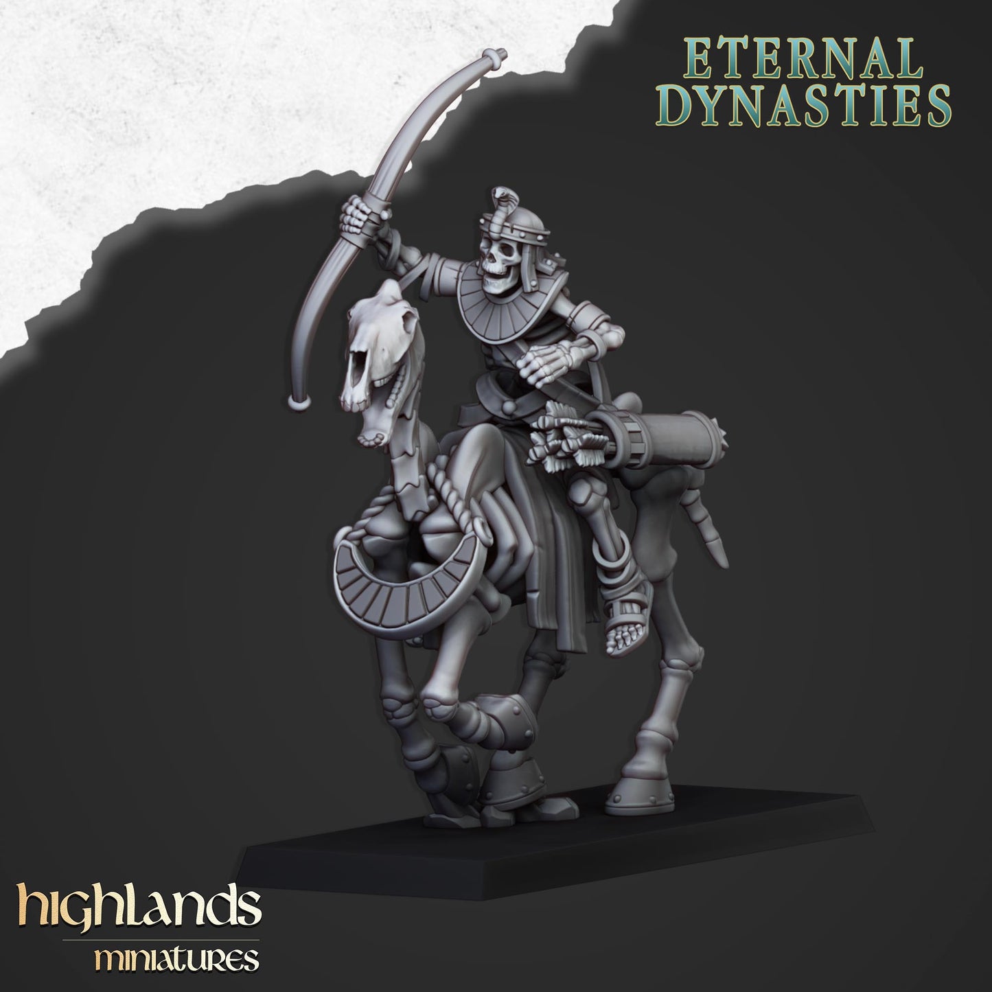 Ancient Skeletal Cavalry with Bows 8x - Highlands Miniatures