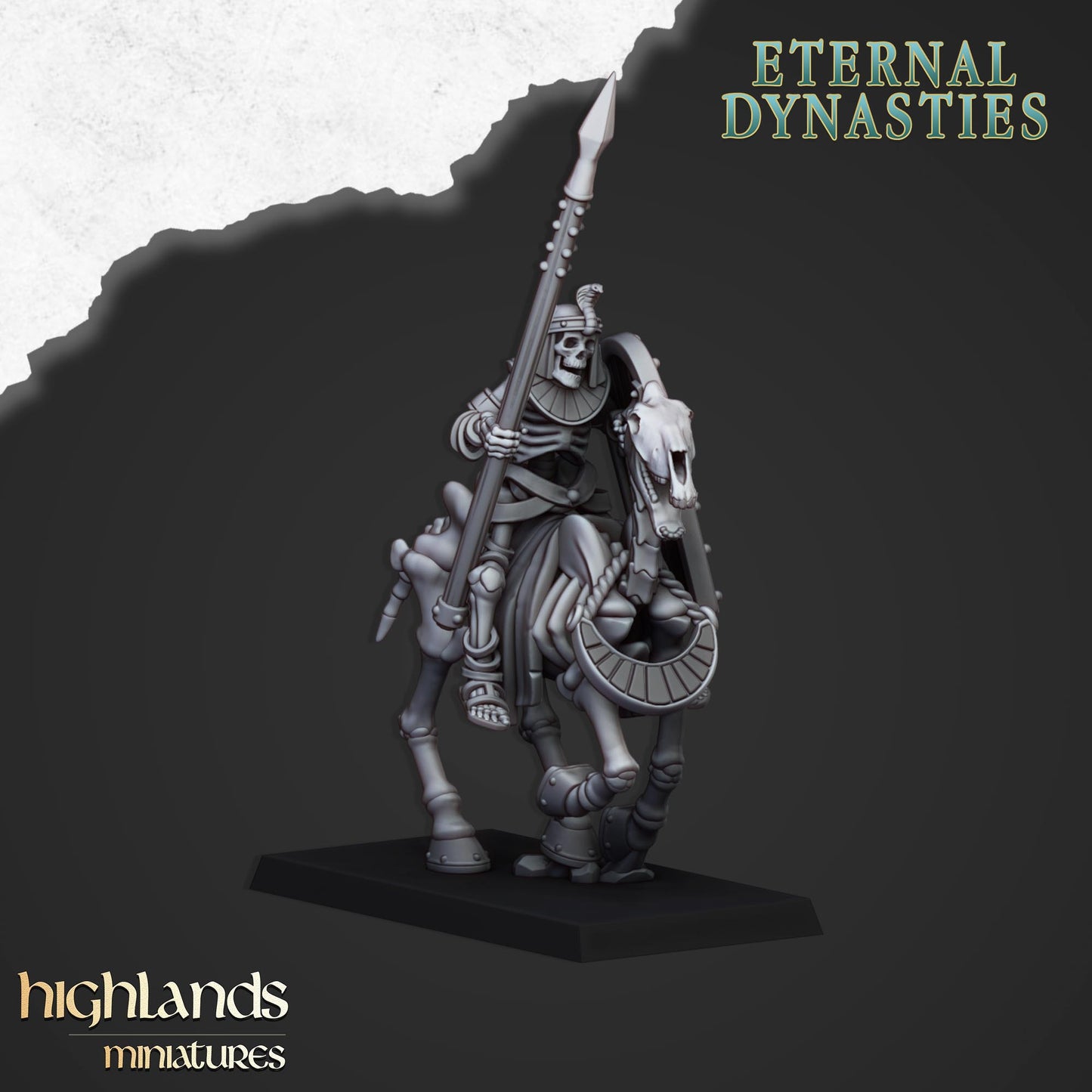 Ancient Skeletal Cavalry with Spears 8x - Highlands Miniatures