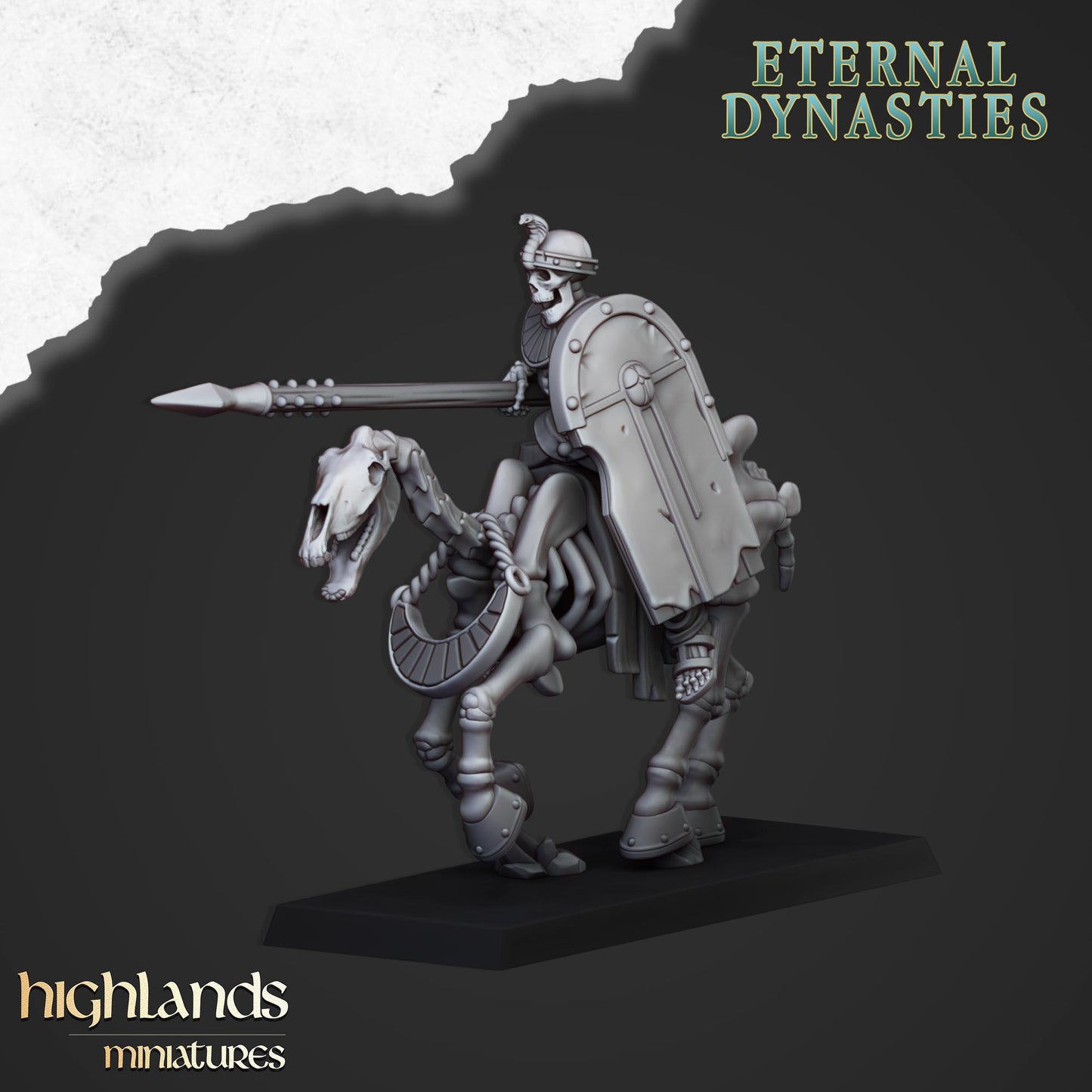 Ancient Skeletal Cavalry with Spears 8x - Highlands Miniatures