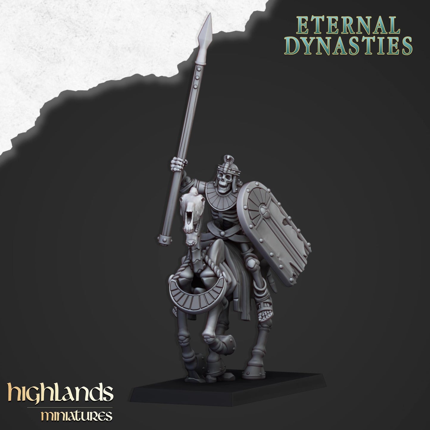 Ancient Skeletal Cavalry with Spears 8x - Highlands Miniatures
