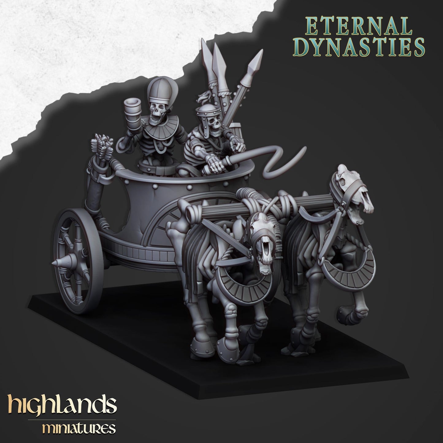 Ancient Skeletal Chariots 3x - Highlands Miniatures