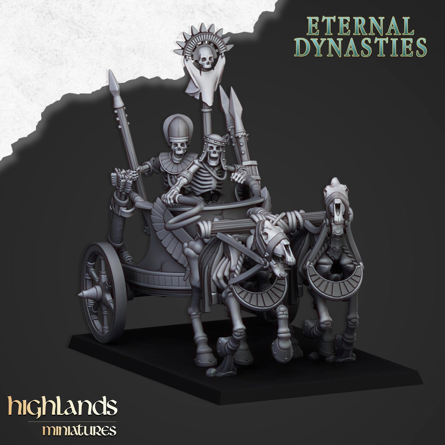 Ancient Skeletal Chariots 3x - Highlands Miniatures