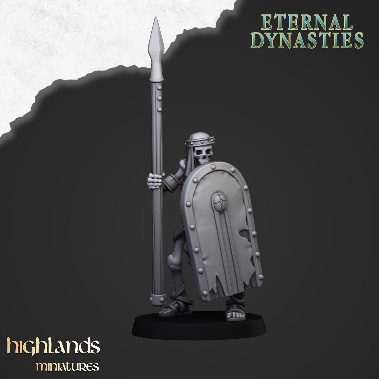 Ancient Skeleton with spears unit 15x- Highlands Miniatures