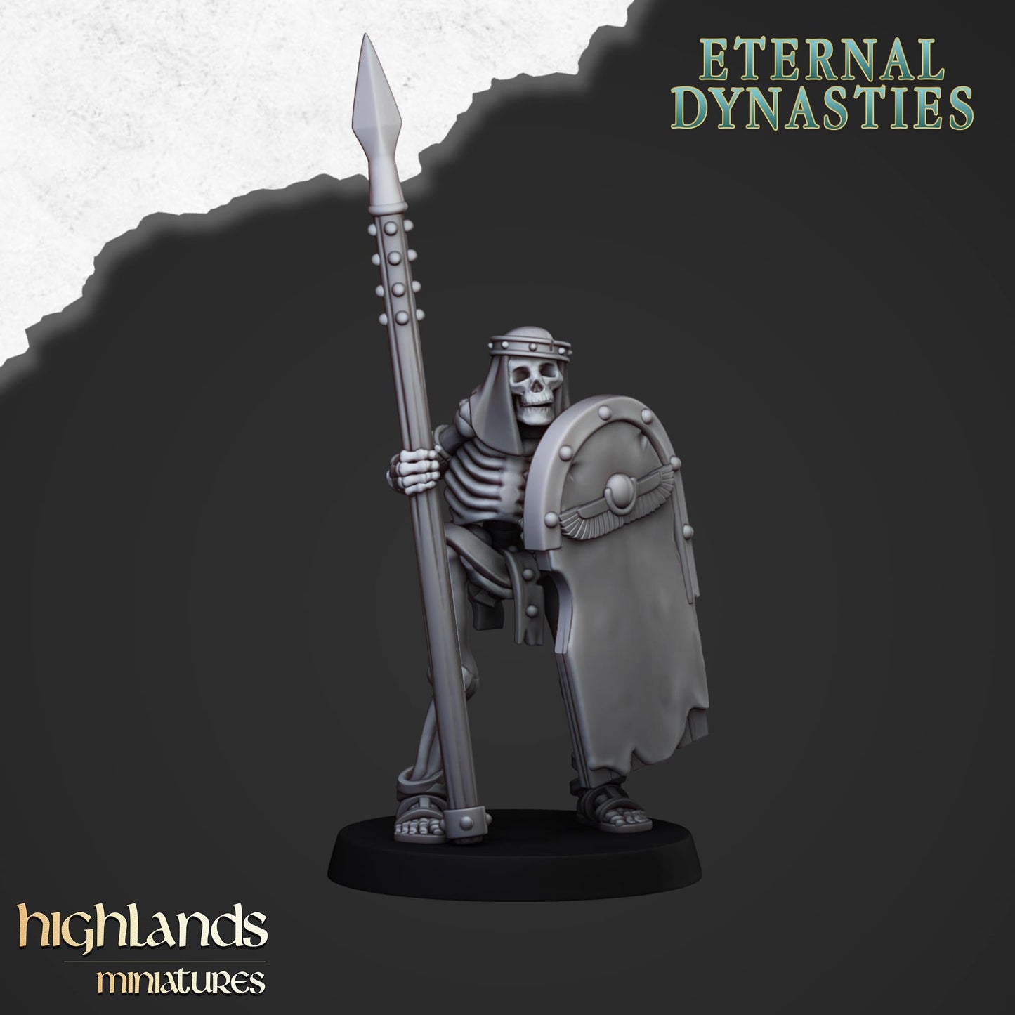 Ancient Skeleton with spears unit 15x- Highlands Miniatures