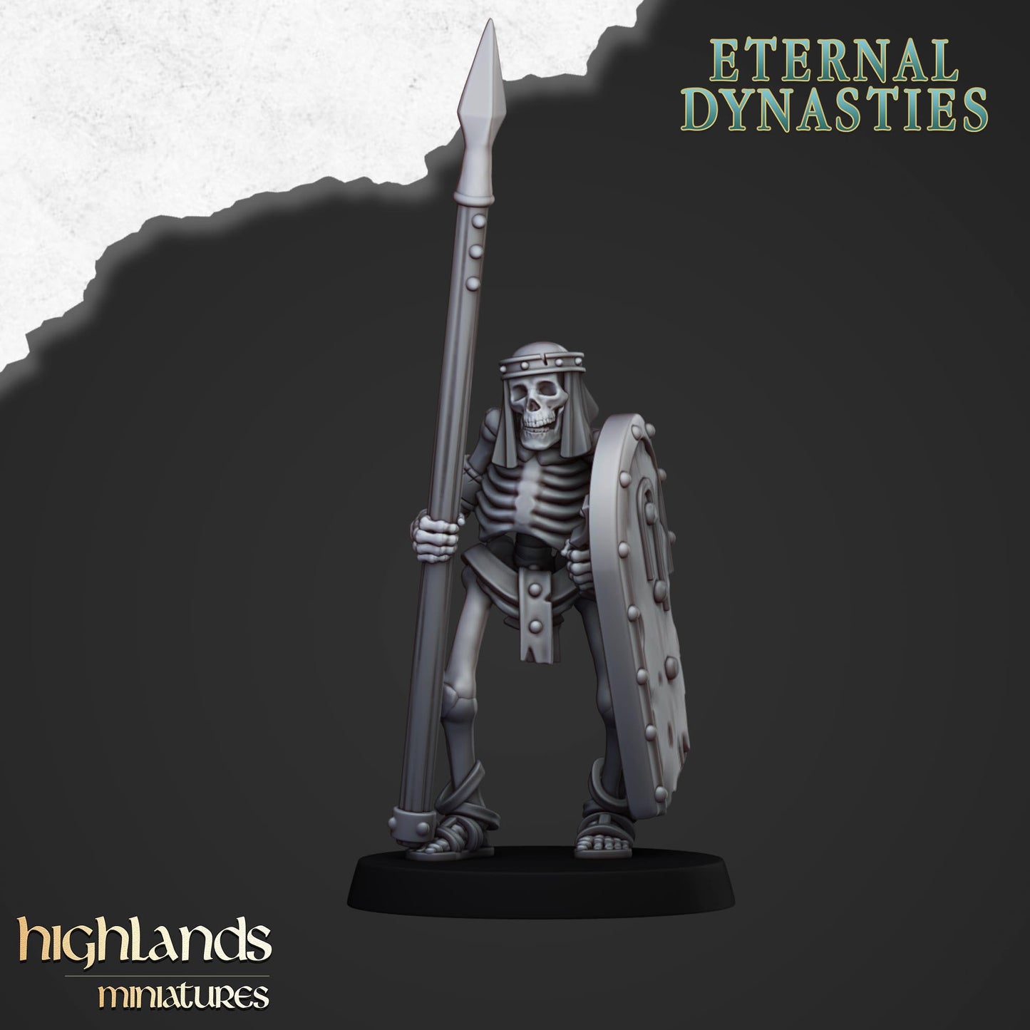 Ancient Skeleton with spears unit 15x- Highlands Miniatures