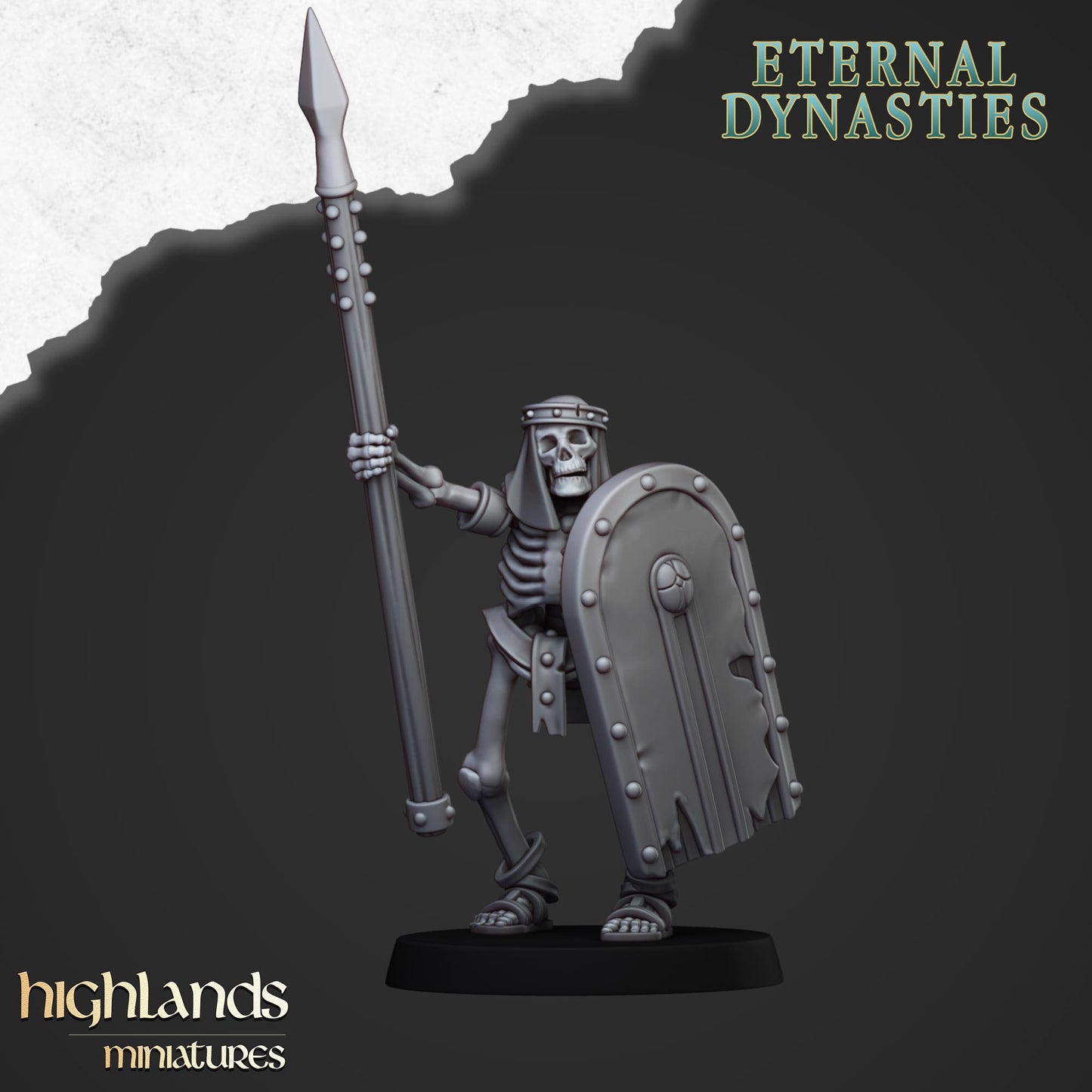Ancient Skeleton with spears unit 15x- Highlands Miniatures
