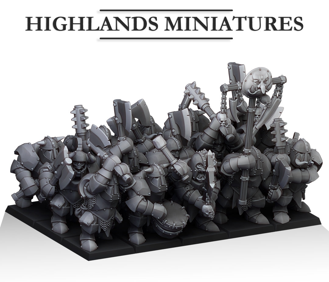 Armoured Orcs with two handed weapons 15x- Highlands Miniatures