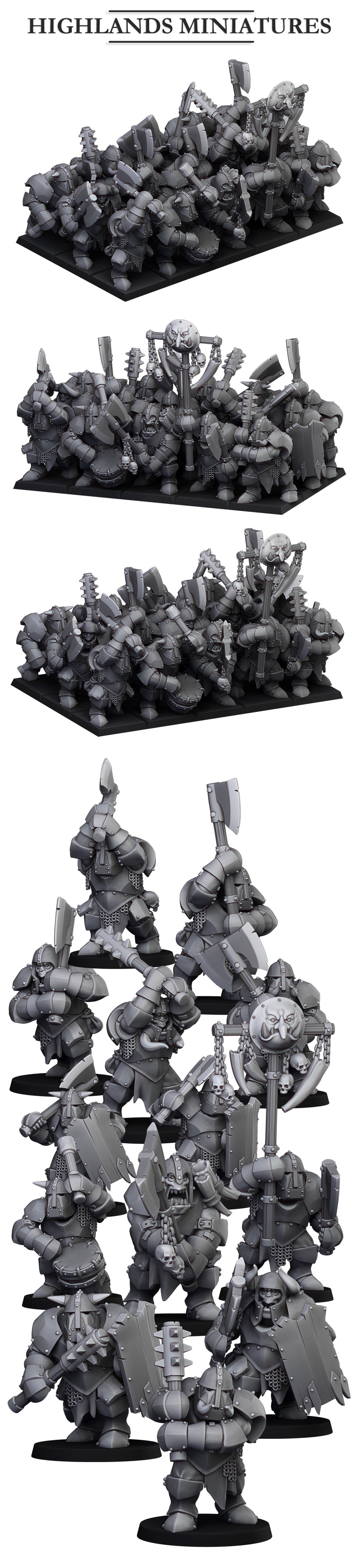 Armoured Orcs with two handed weapons 15x- Highlands Miniatures