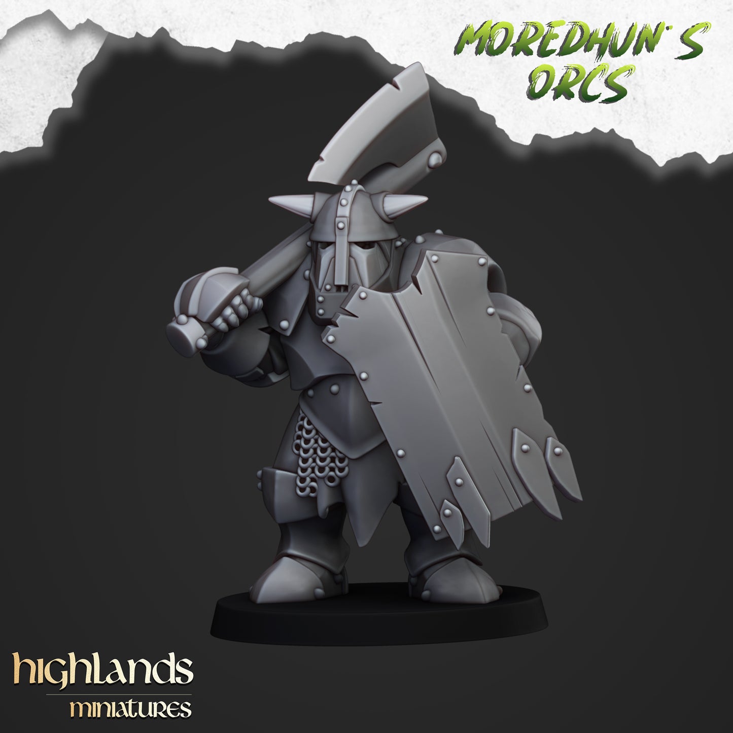 Armoured Orcs with two handed weapons 15x- Highlands Miniatures