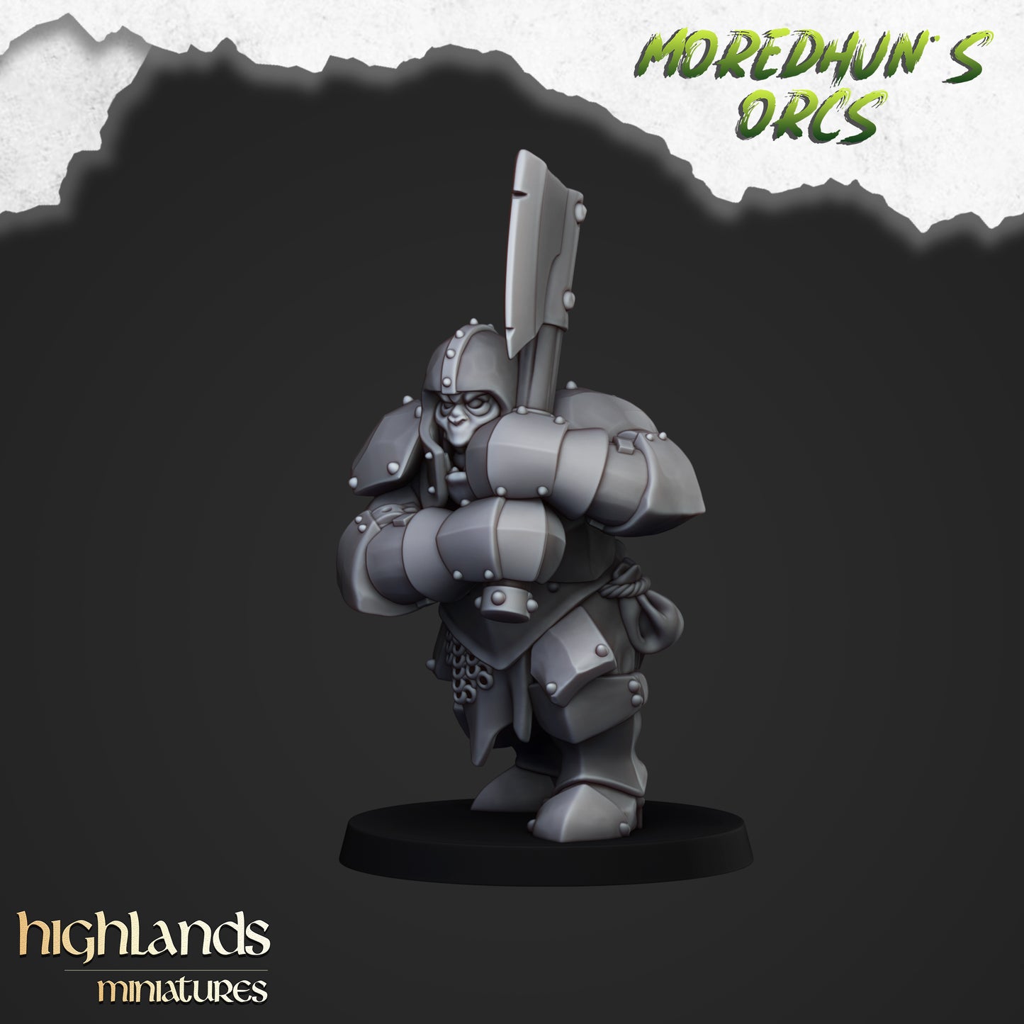 Armoured Orcs with two handed weapons 15x- Highlands Miniatures
