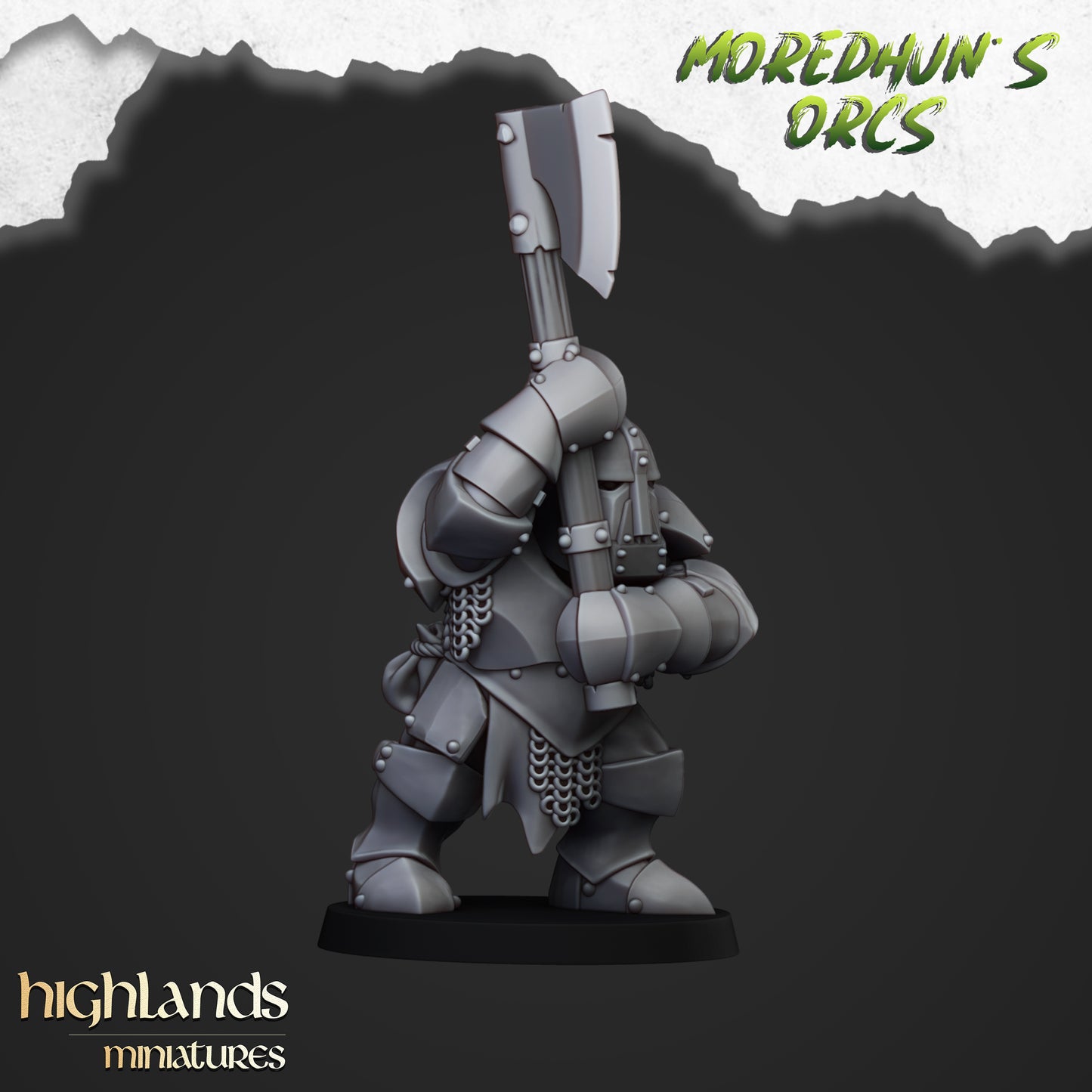 Armoured Orcs with two handed weapons 15x- Highlands Miniatures