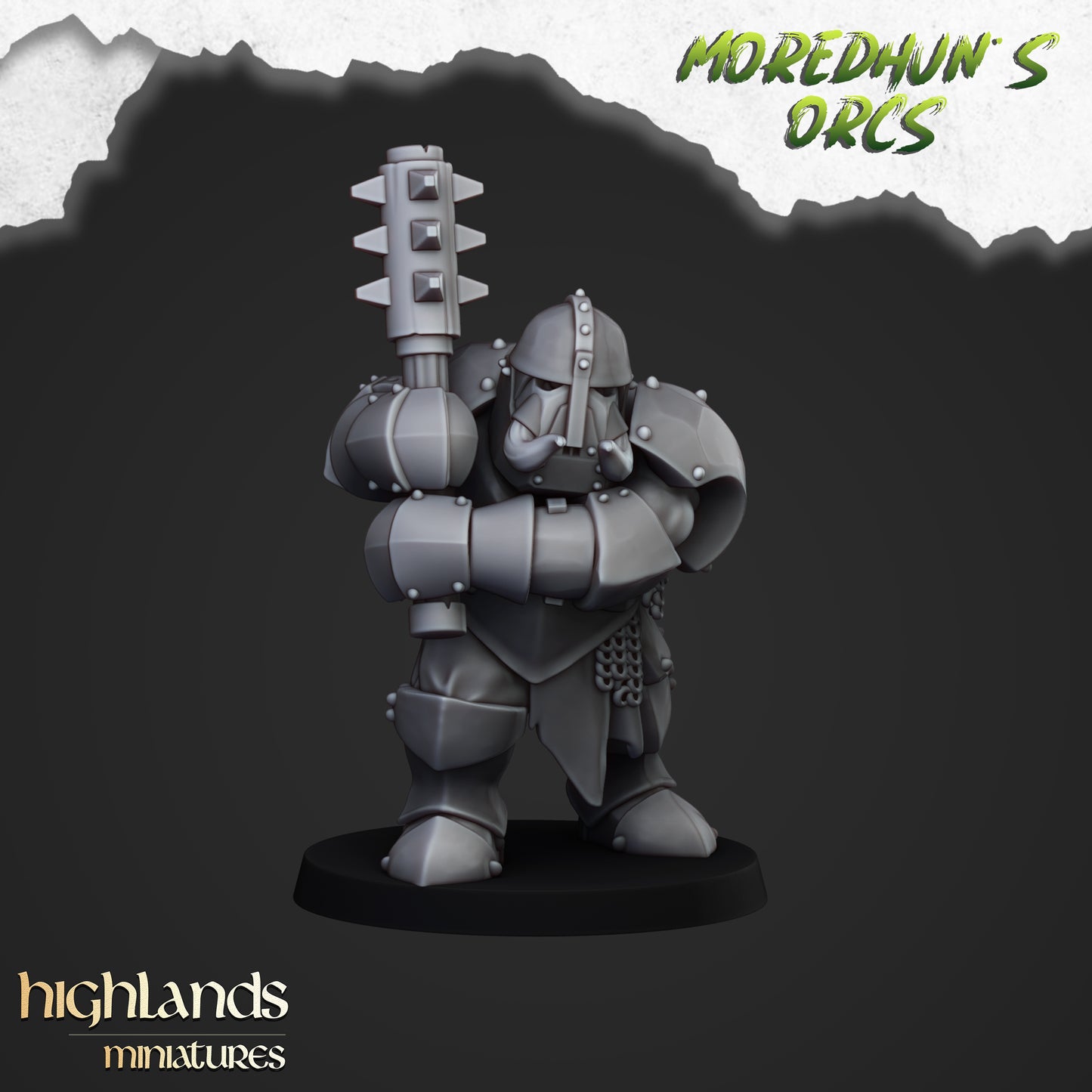 Armoured Orcs with two handed weapons 15x- Highlands Miniatures