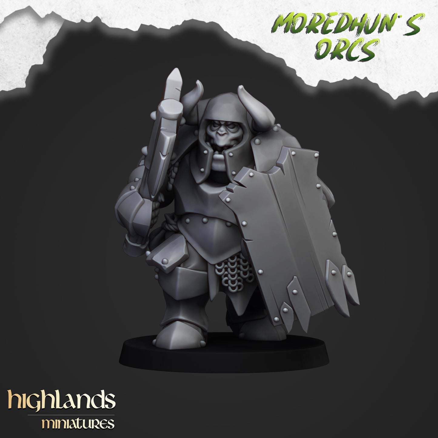 Armoured Orcs with two handed weapons 15x- Highlands Miniatures