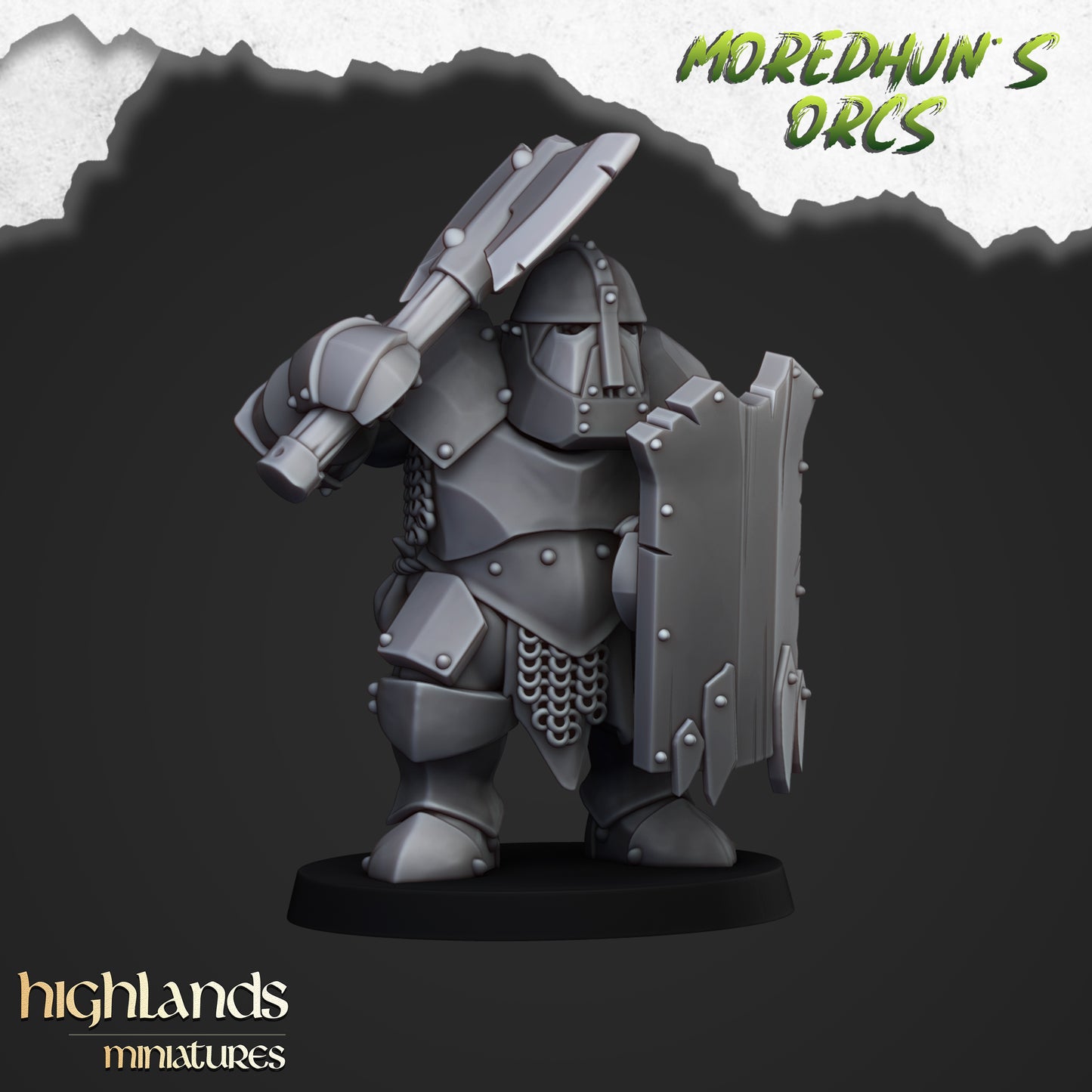 Armoured Orcs with two handed weapons 15x- Highlands Miniatures