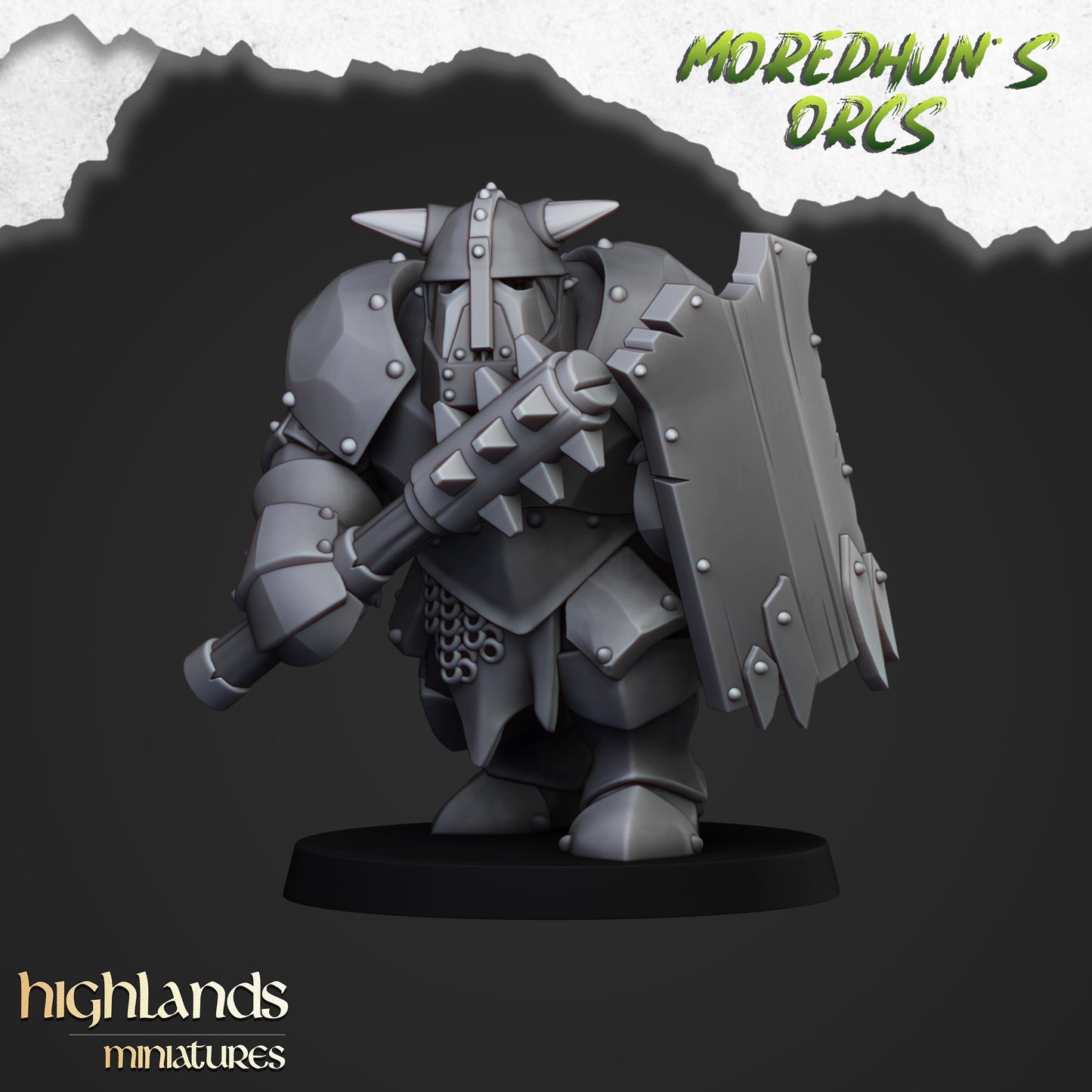 Armoured Orcs with two handed weapons 15x- Highlands Miniatures