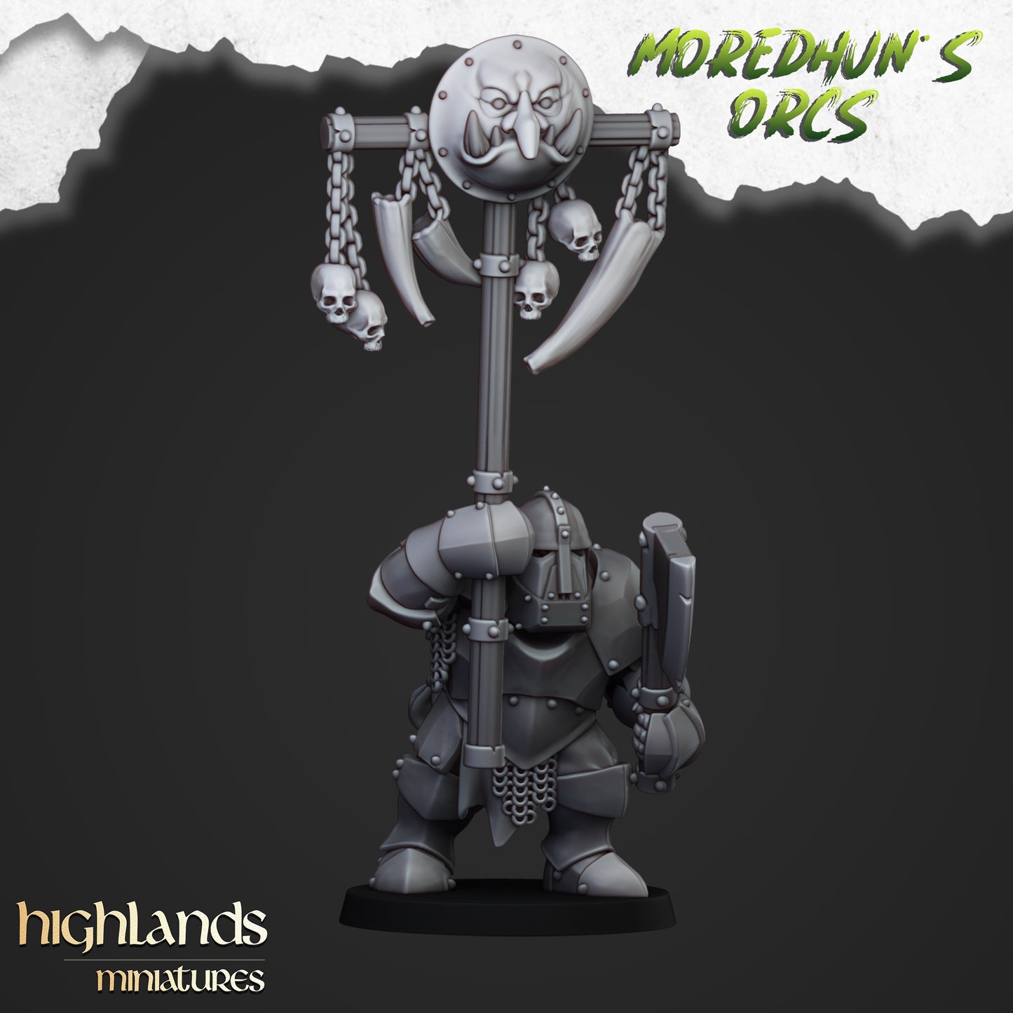 Armoured Orcs with two handed weapons 15x- Highlands Miniatures