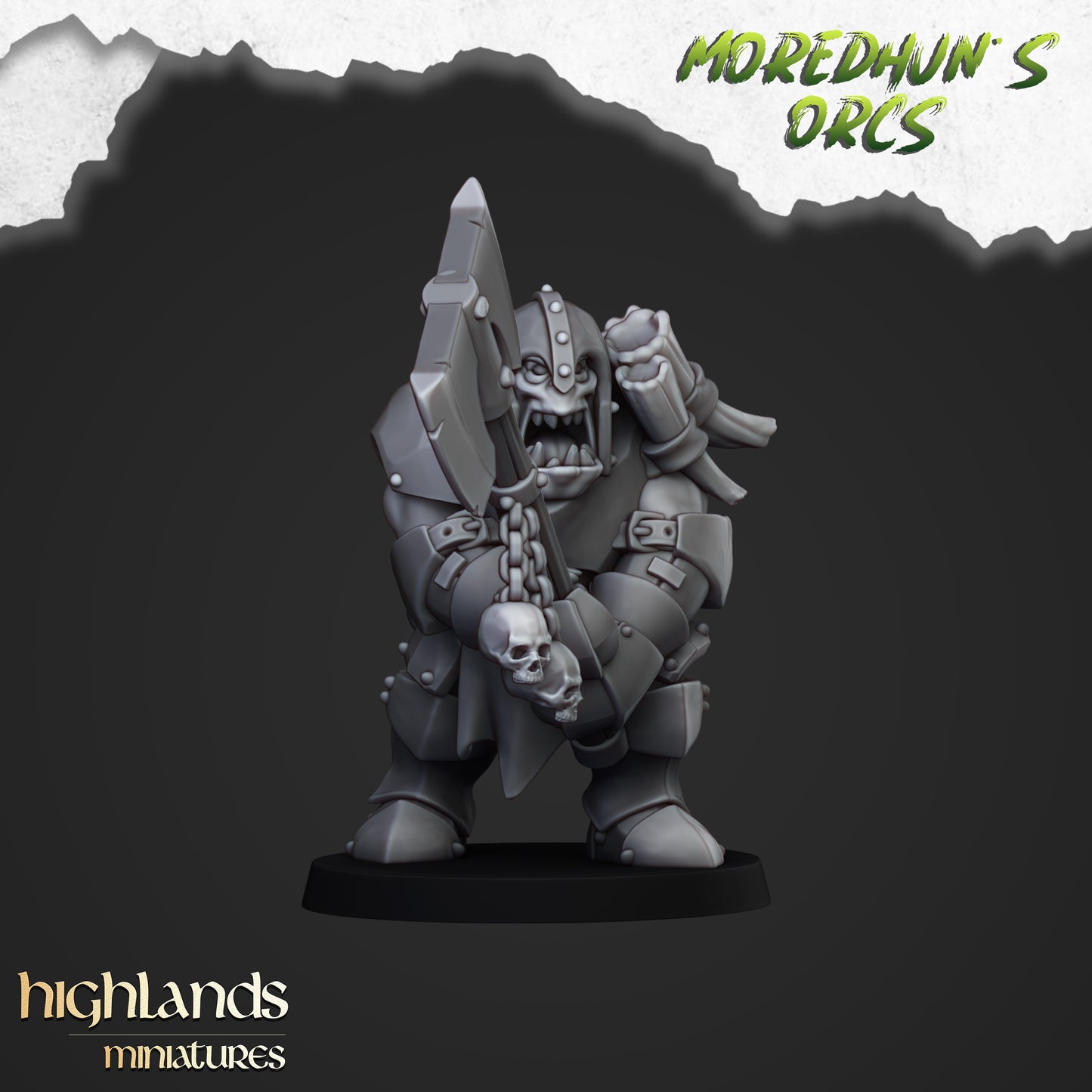 Armoured Orcs with two handed weapons 15x- Highlands Miniatures