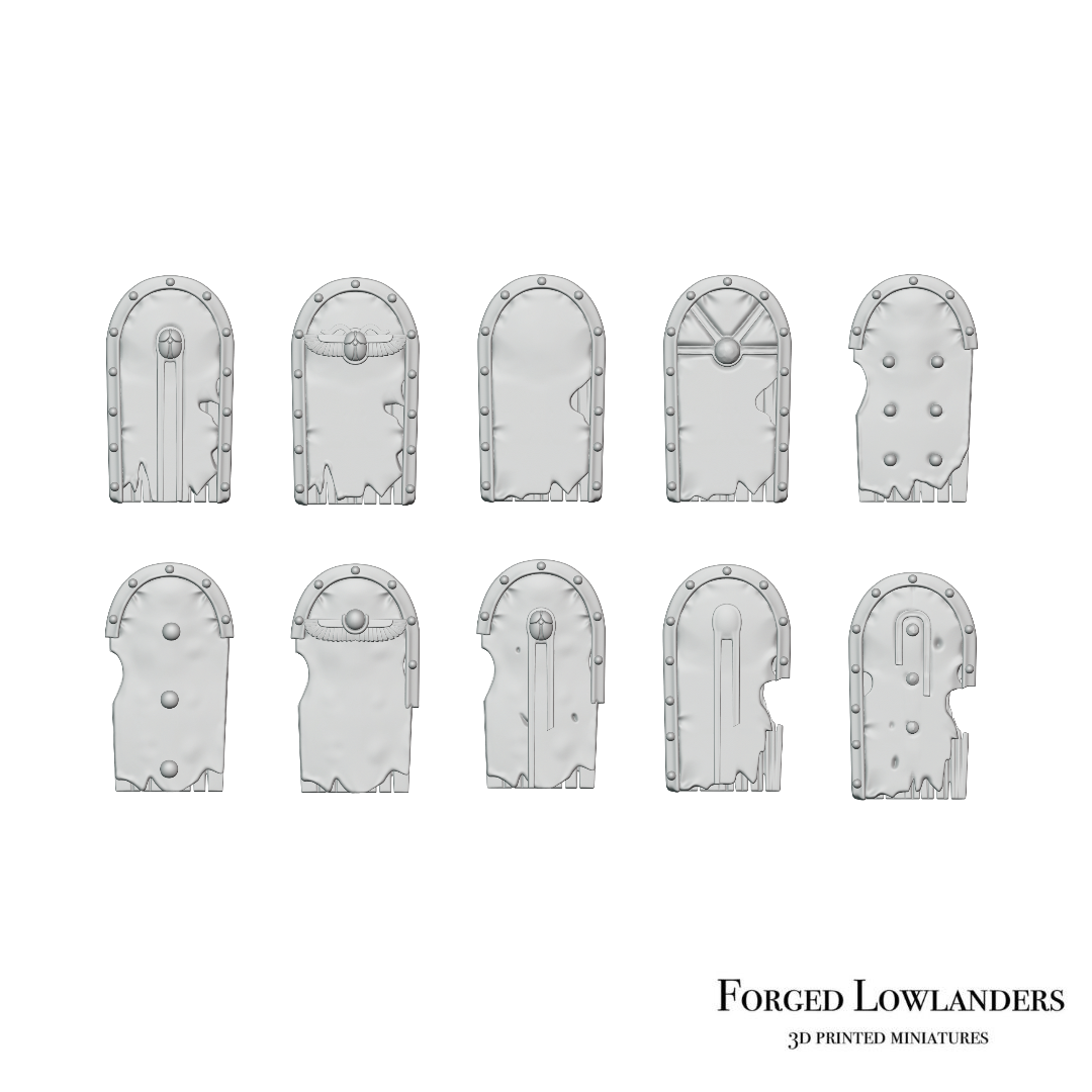 Eternal Dynasties shields 10x - Highlands Miniatures