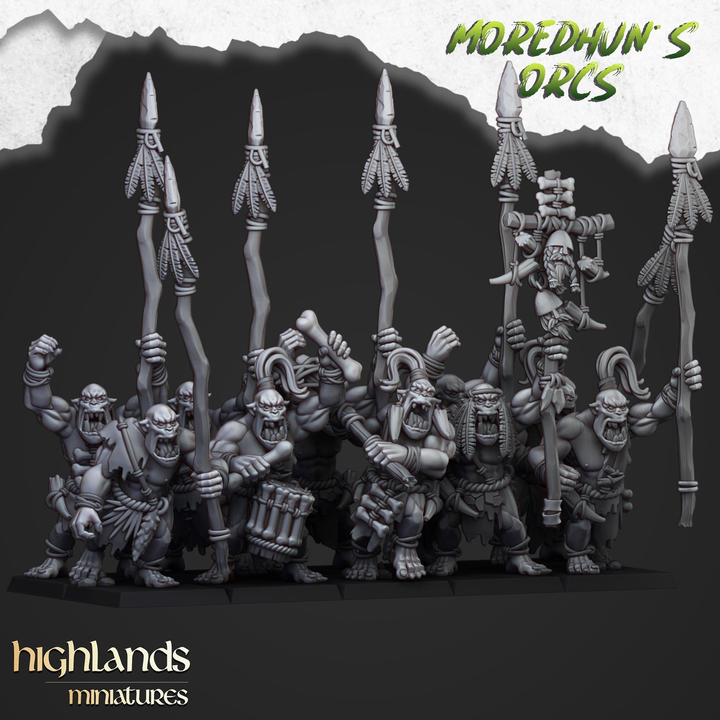 Cave Orcs with spears 10x - Highlands Miniatures