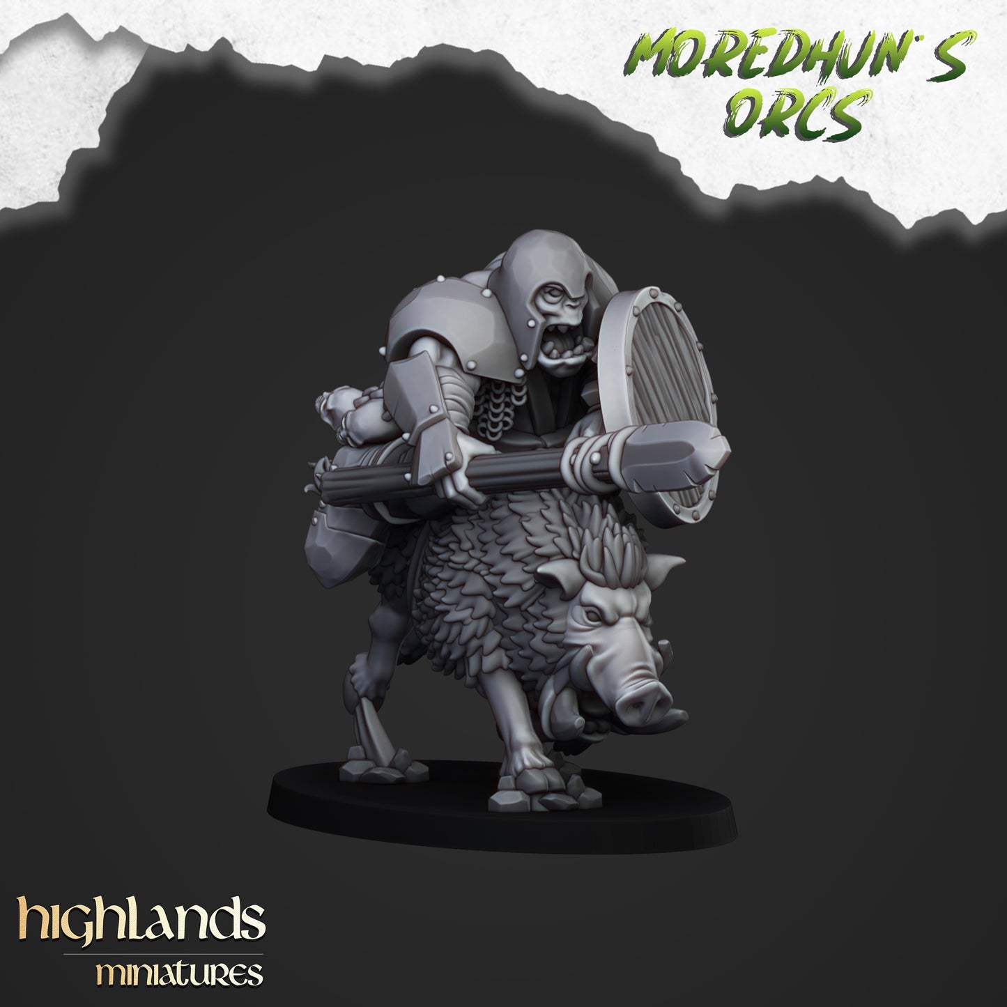 Mounted Orcs on boars 8x- Highlands Miniatures