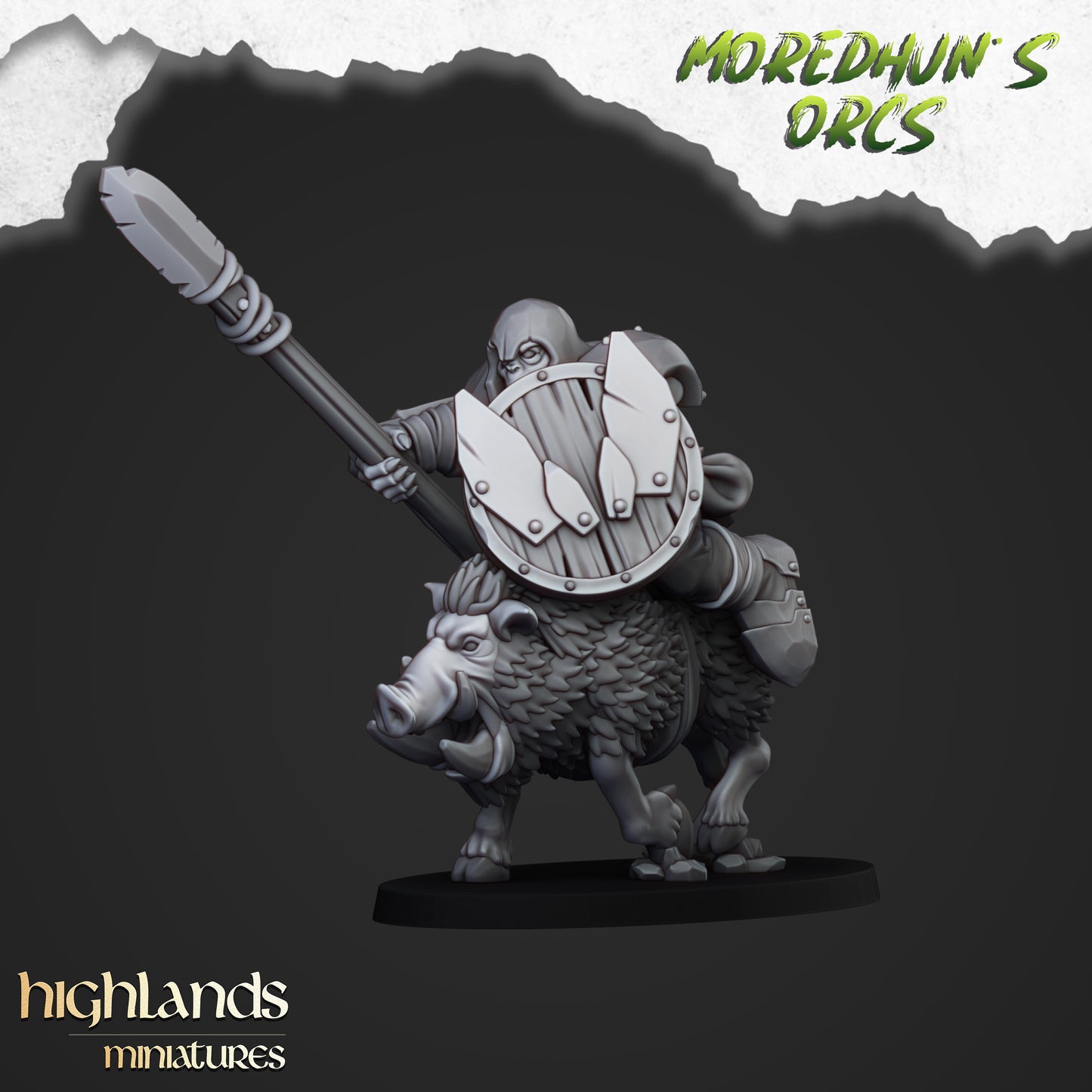 Mounted Orcs on boars 8x- Highlands Miniatures