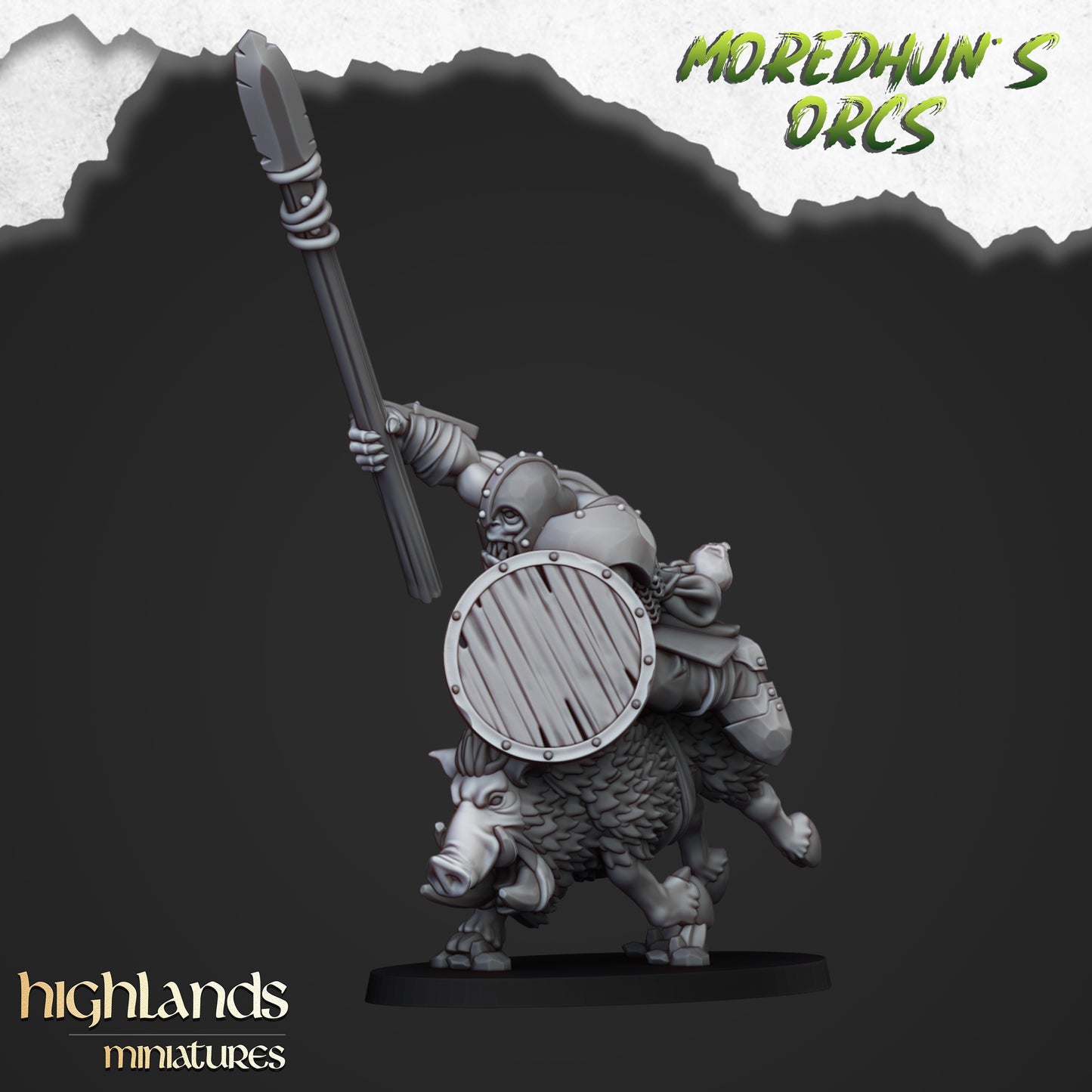 Mounted Orcs on boars 8x- Highlands Miniatures