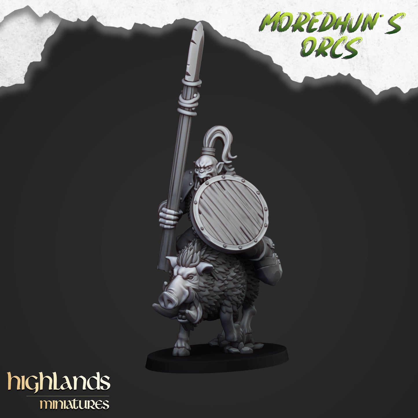 Mounted Orcs on boars 8x- Highlands Miniatures