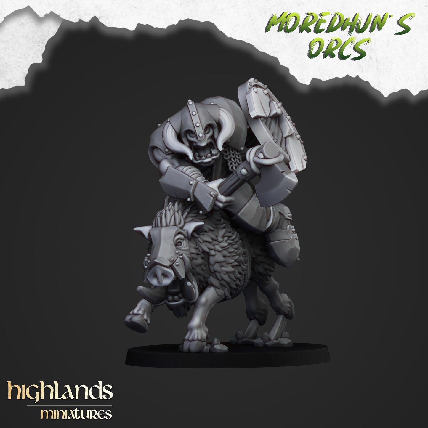 Mounted Orcs on boars 8x- Highlands Miniatures