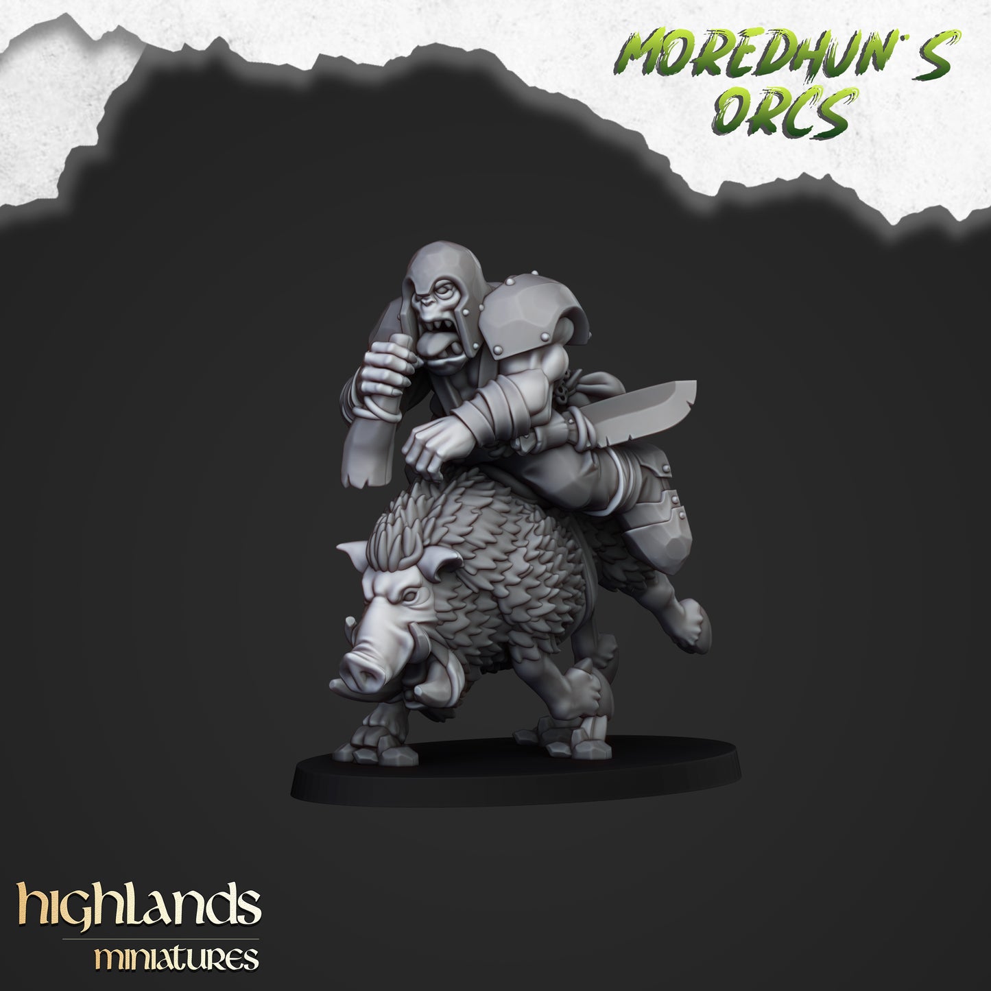 Mounted Orcs on boars 8x- Highlands Miniatures