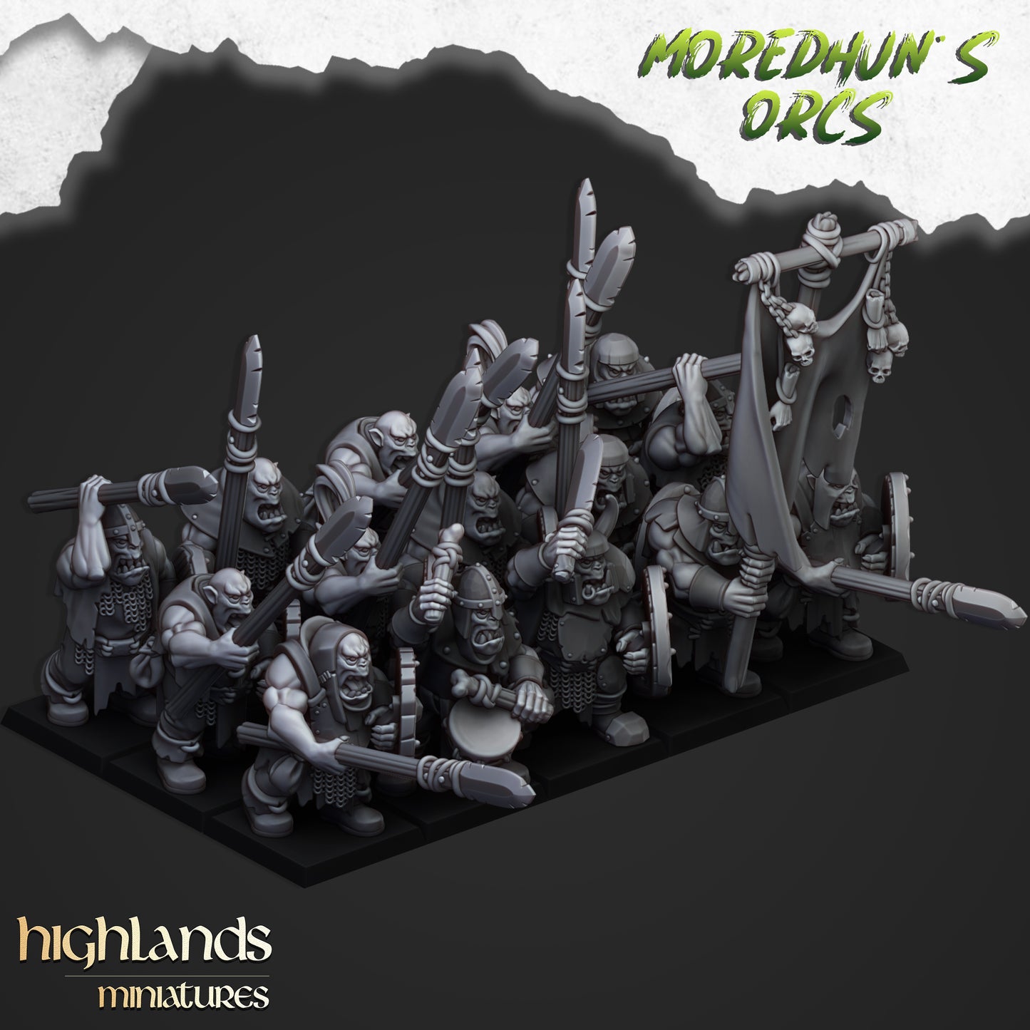 Orc Warriors with spears 15x- Highlands Miniatures