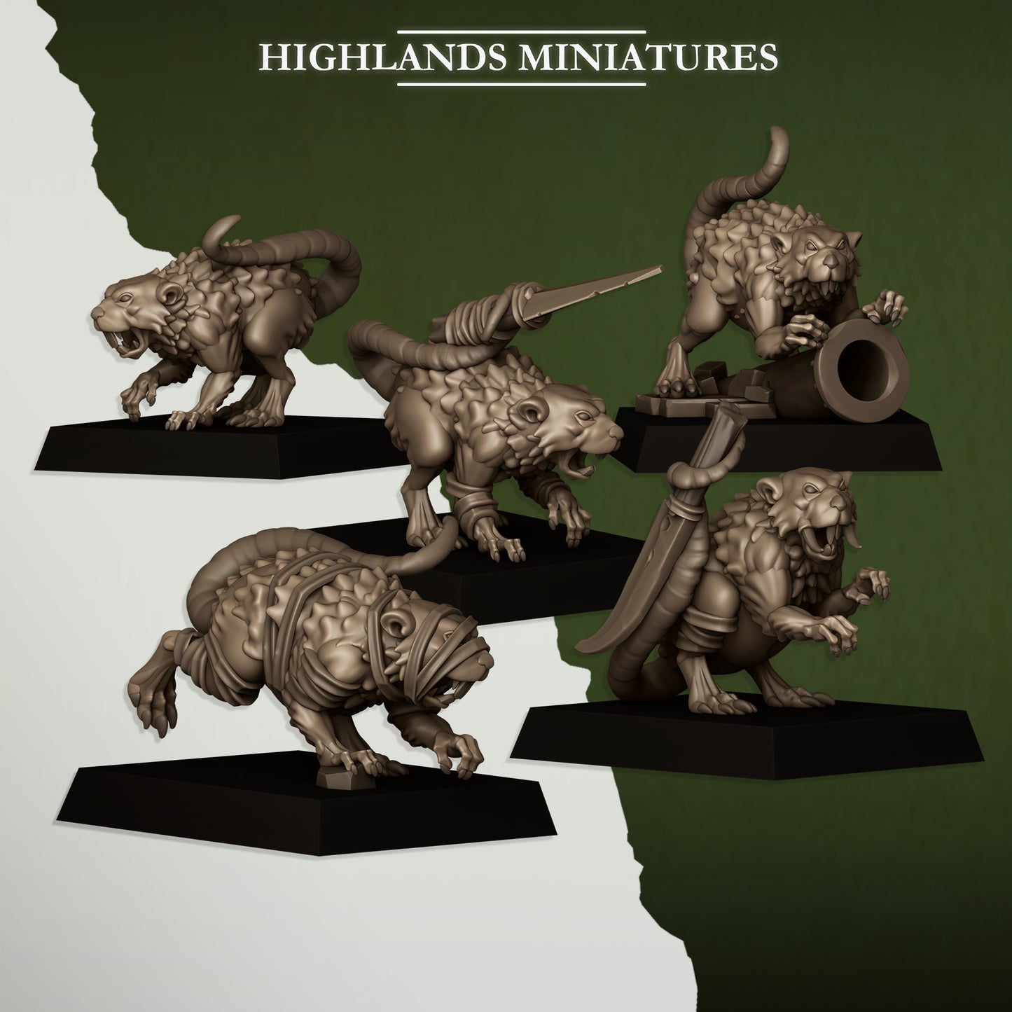 Sewer Vermin Rats and Rat masters- Highlands Miniatures