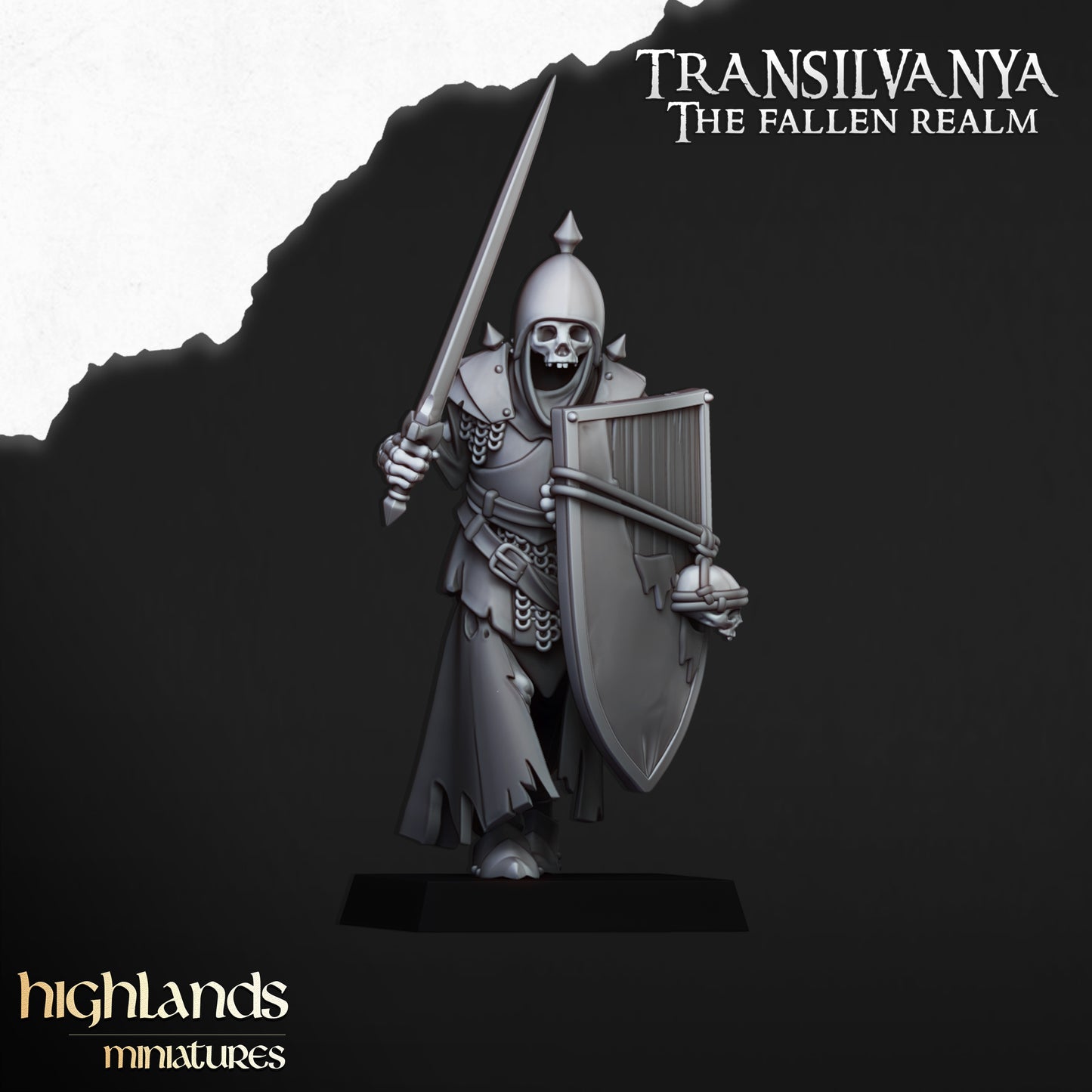 Transilvanya skeletal Guard with hand weapons and shields - Highlands Miniatures