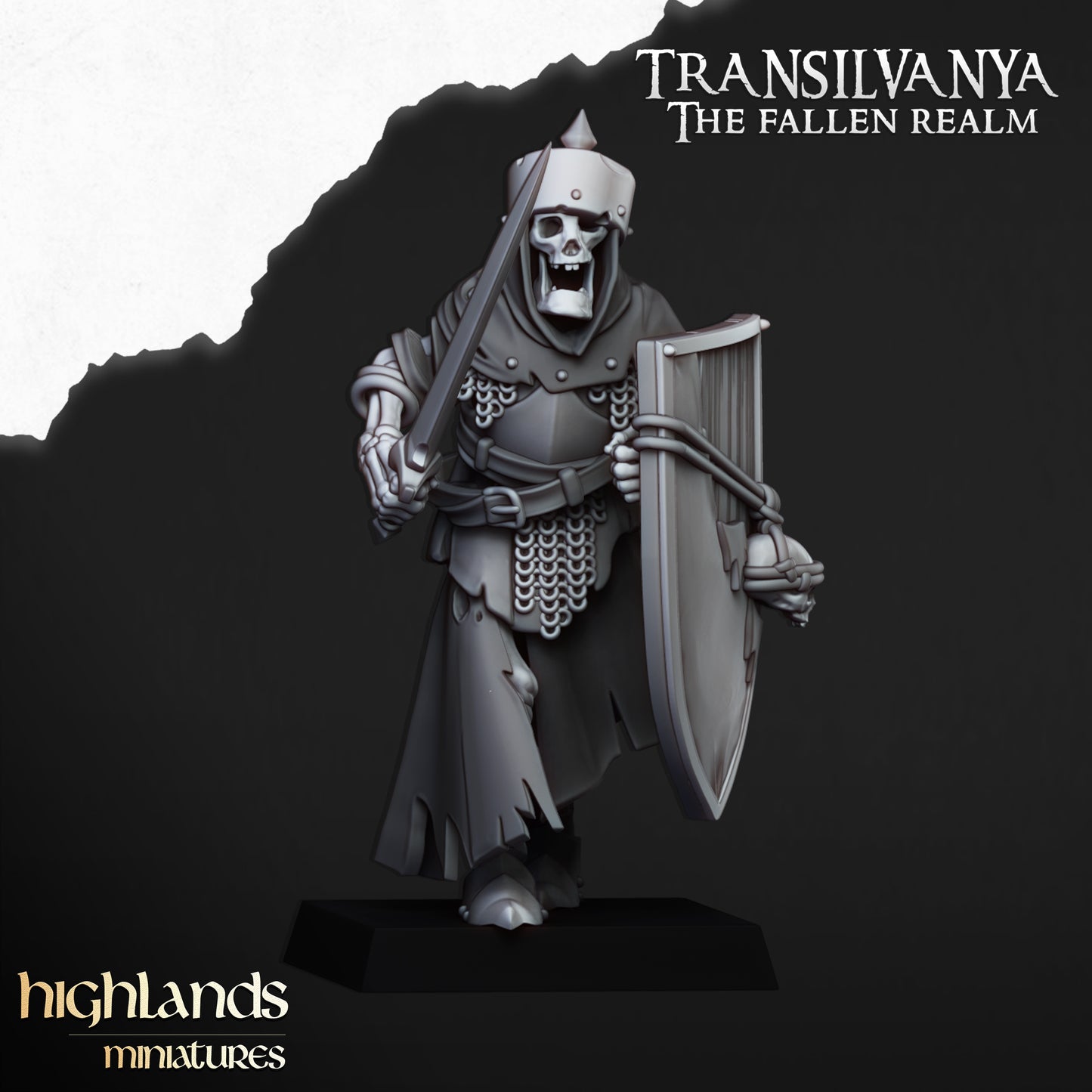 Transilvanya skeletal Guard with hand weapons and shields - Highlands Miniatures