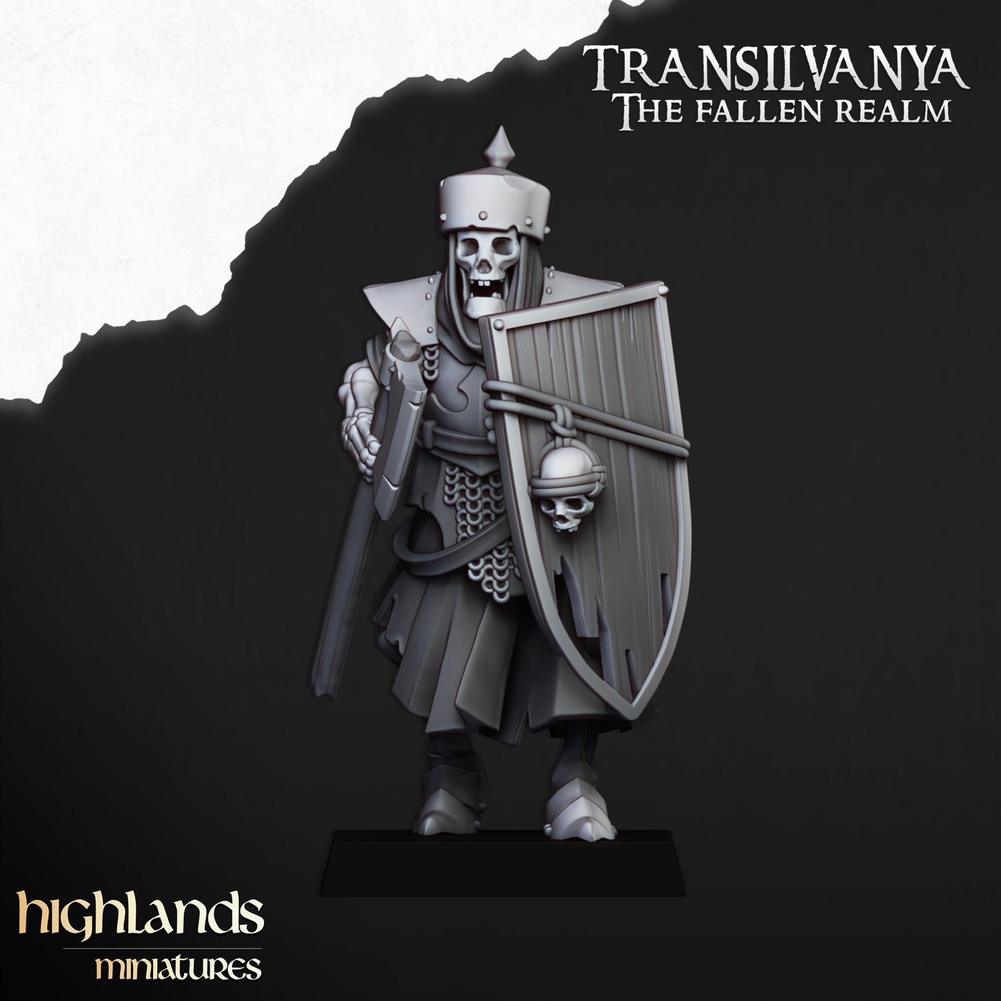 Transilvanya skeletal Guard with hand weapons and shields - Highlands Miniatures