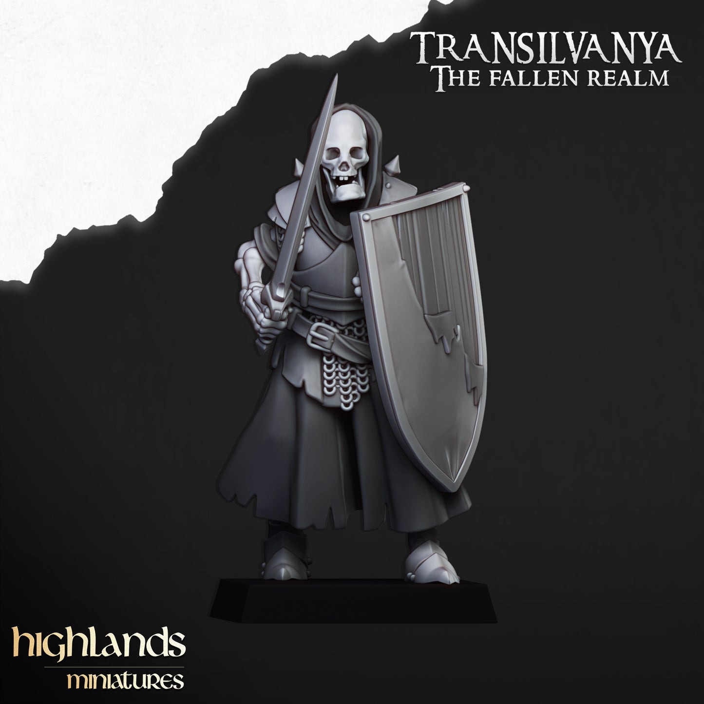 Transilvanya skeletal Guard with hand weapons and shields - Highlands Miniatures