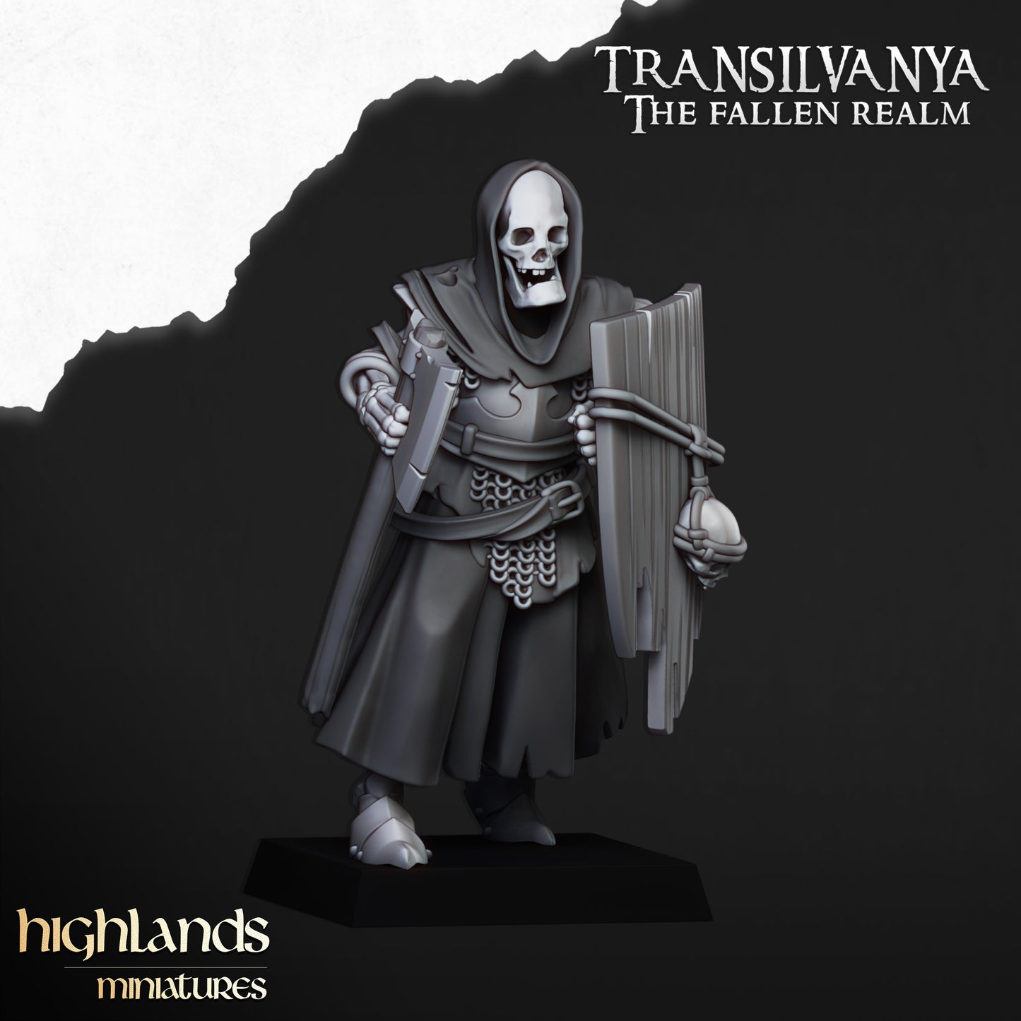 Transilvanya skeletal Guard with hand weapons and shields - Highlands Miniatures