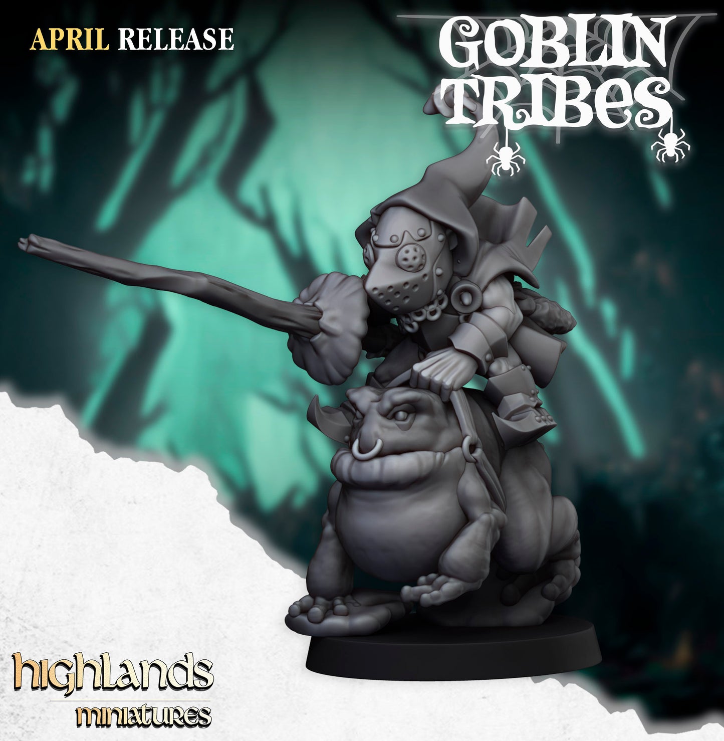 Swamp Goblins Frog Riderswith Sticks 5x - Highlands Miniatures