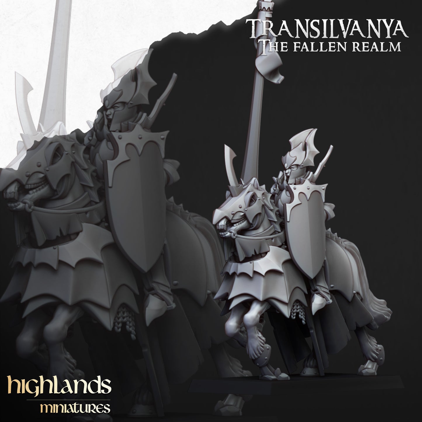 Transilvanya Vampire Knights Steeds 8x - Highlands Miniatures