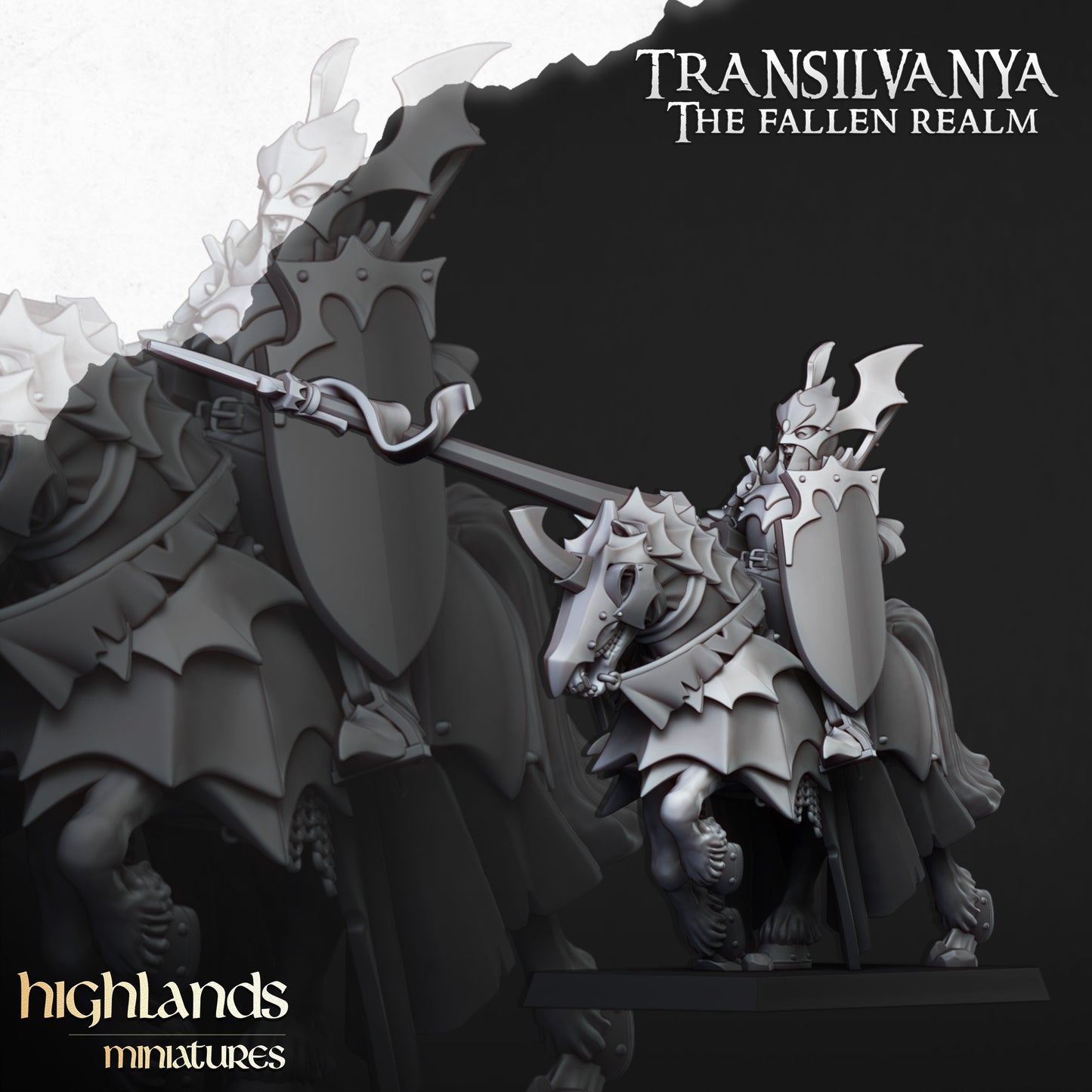 Transilvanya Vampire Knights Steeds 8x - Highlands Miniatures
