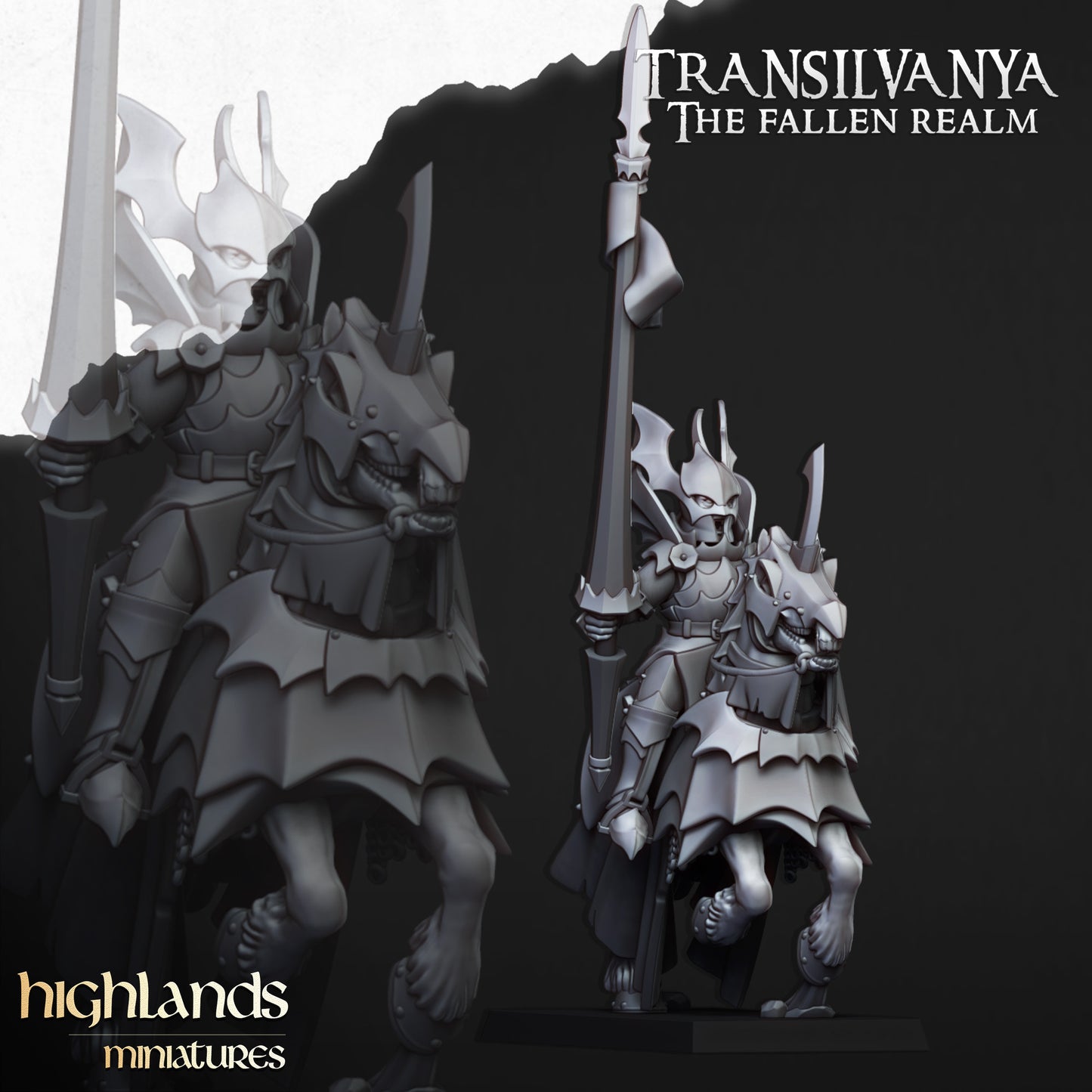 Transilvanya Vampire Knights Steeds 8x - Highlands Miniatures